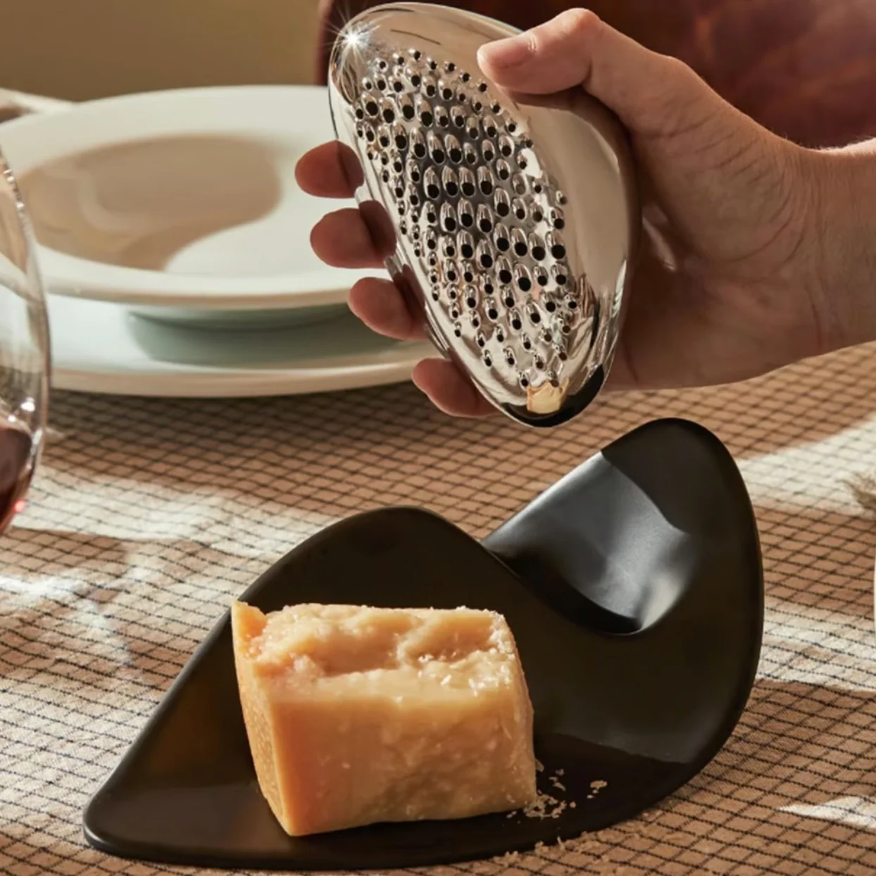 ALESSI  |  FORMA CHEESE GRATER  |  STAINLESS STEEL + BLACK - Image 3