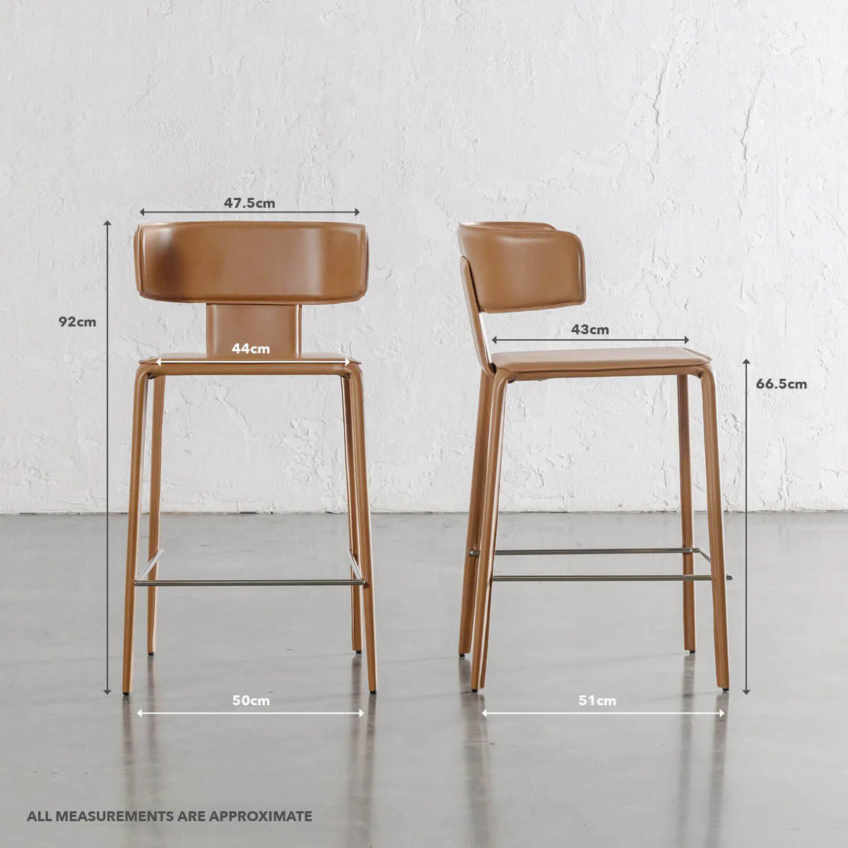 ALLAIRE MID CENTURY VEGAN LEATHER BAR CHAIR | SADDLE TAN - Image 4