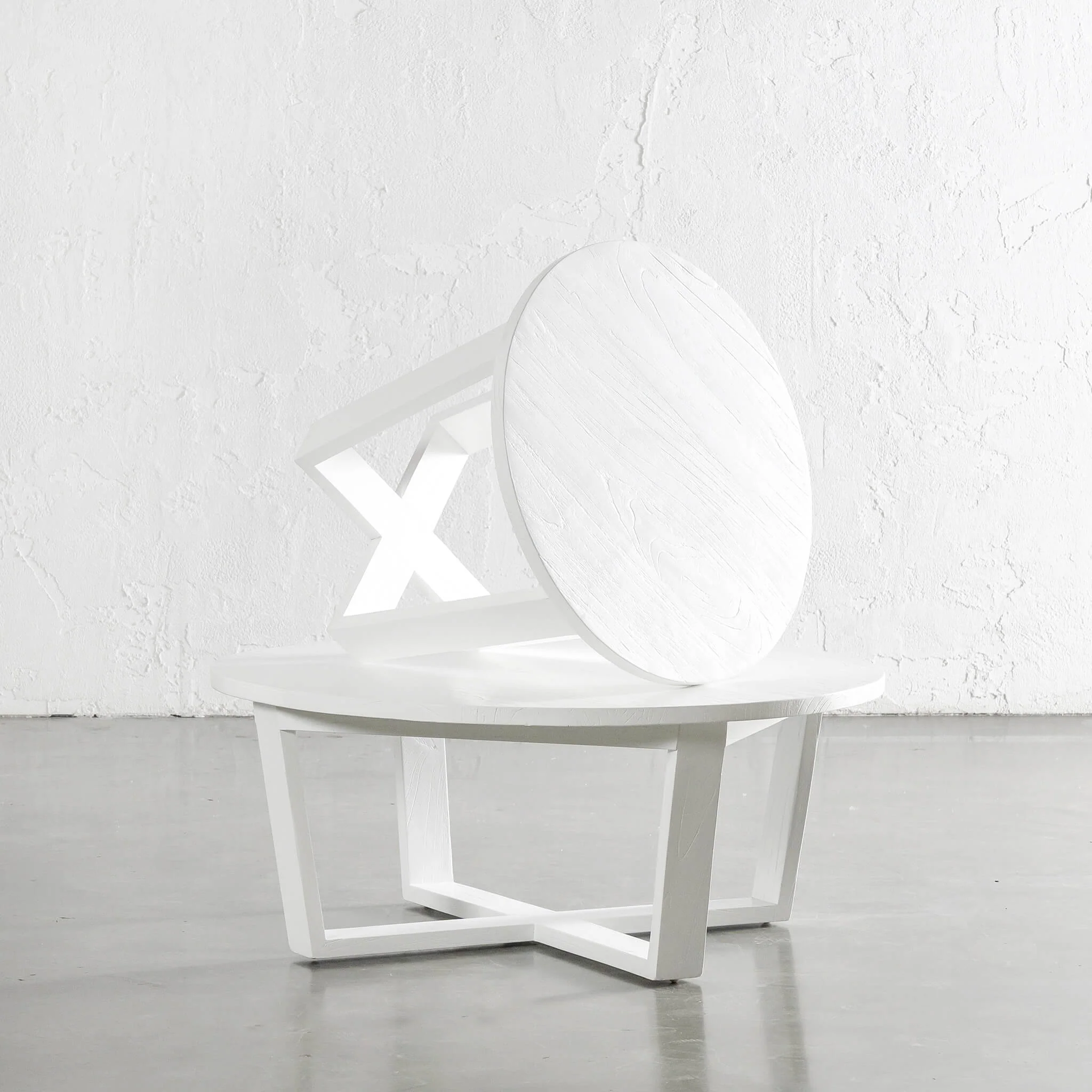 AMARA MID CENTURY TIMBER COFFEE TABLE  |  SOLID TOP WHITE | ROUND - Image 3