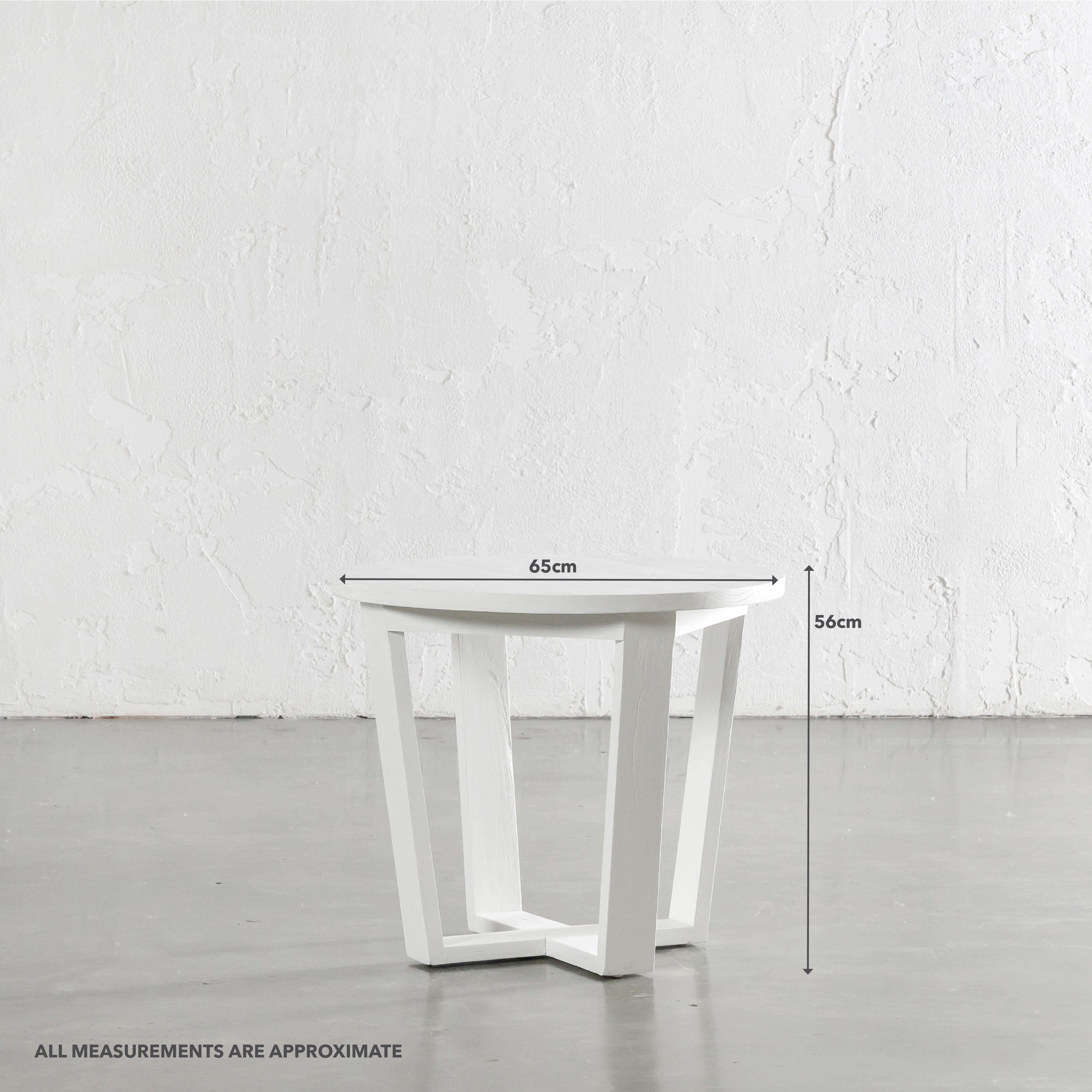 AMARA MID CENTURY TIMBER TERRACE SIDE TABLE | SOLID TOP WHITE | ROUND - Image 8