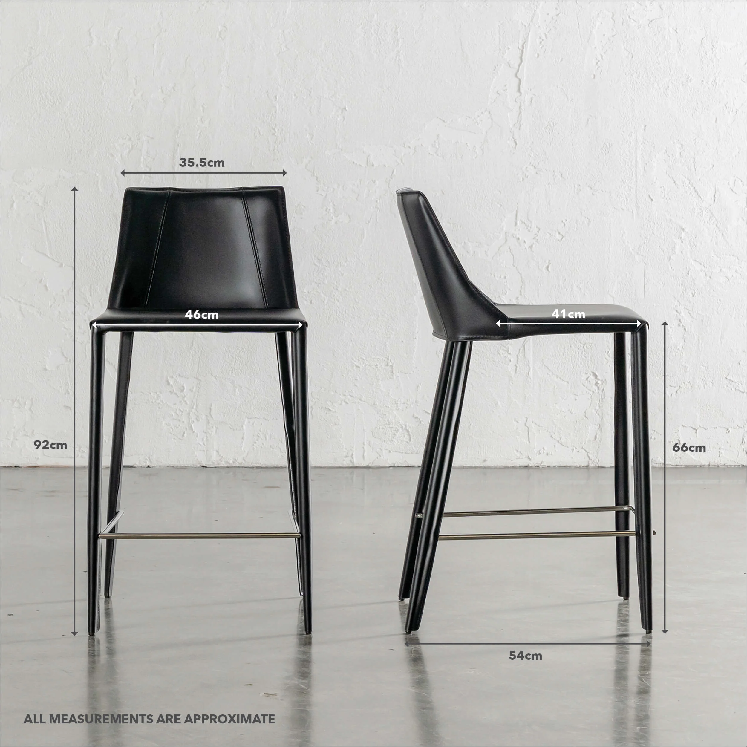 AMES MID CENTURY VEGAN LEATHER BAR CHAIR | NOIR BLACK - Image 4