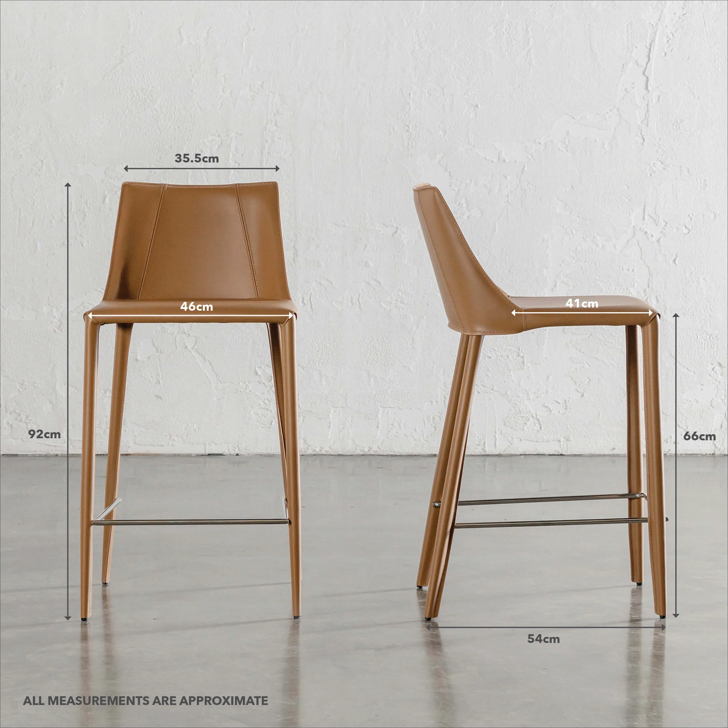 AMES MID CENTURY VEGAN LEATHER BAR CHAIR | SADDLE TAN - Image 4