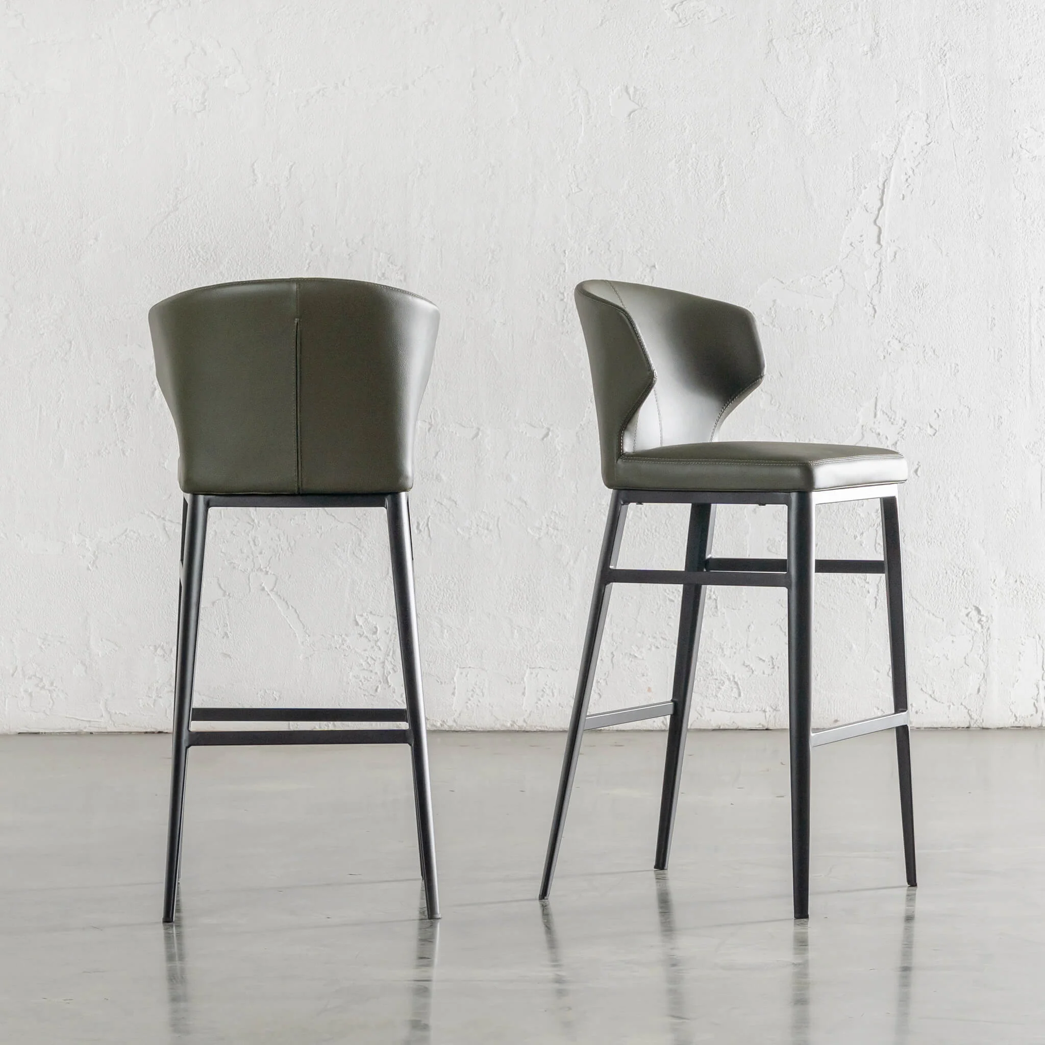 ANDERS BAR CHAIR  |  MEDITERRANEAN DEEP OLIVE VEGAN LEATHER - Image 3