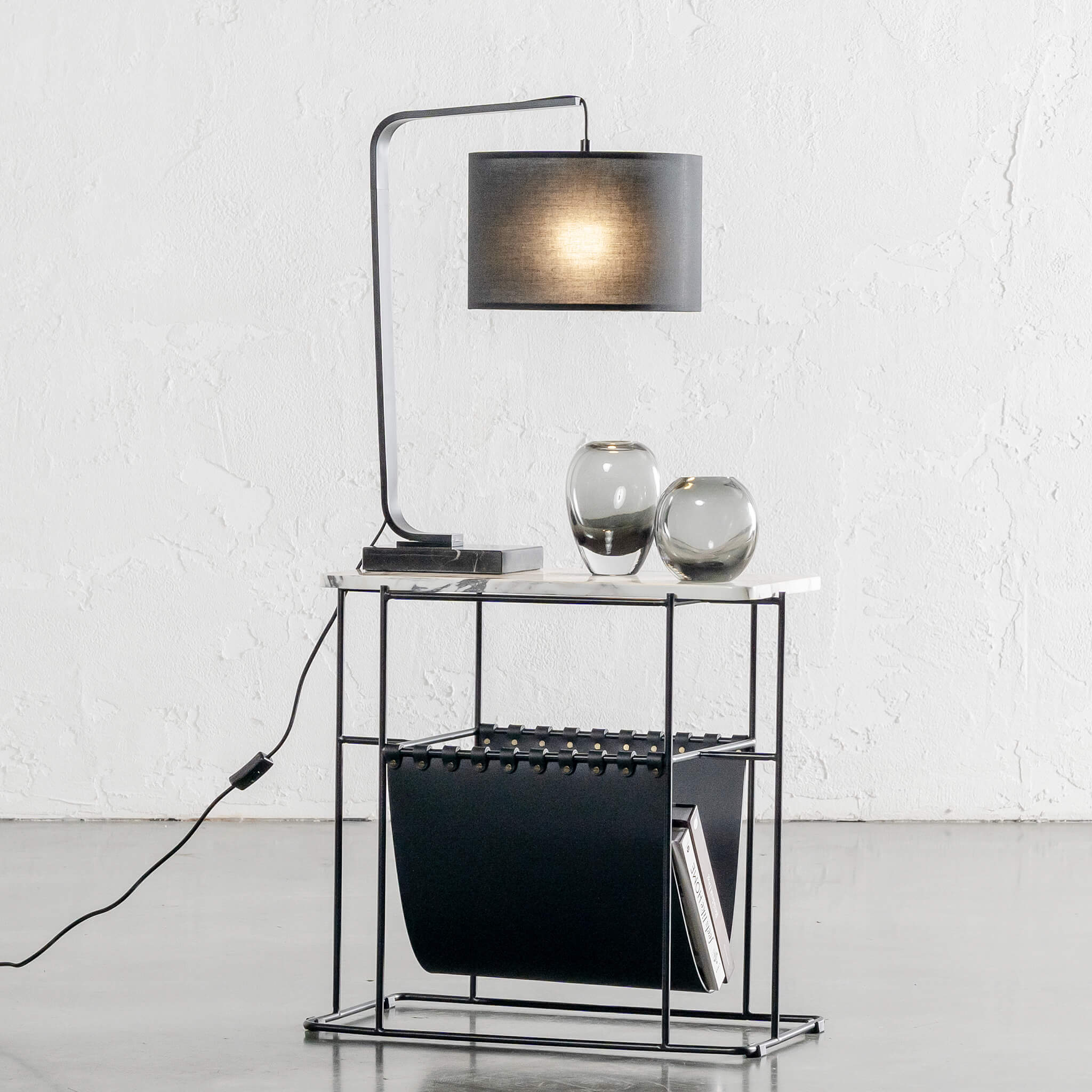 ARC NINETY SQUARE TABLE LAMP | BLACK + BLACK MARBLE BASE | BUNDLE X 2 - Image 6