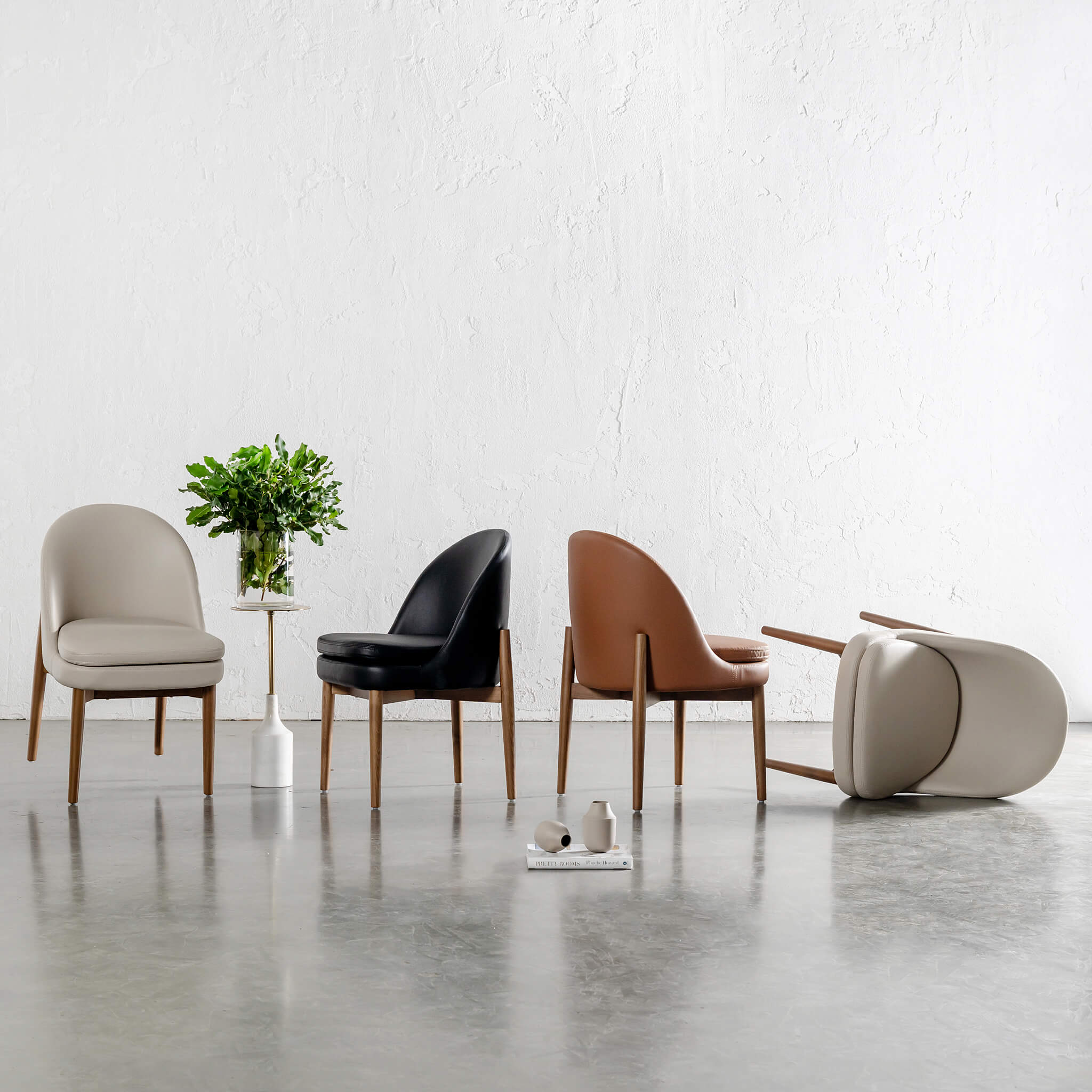 ARCHER VEGAN LEATHER DINING CHAIR  |  TERRA CIGAR TAN + WALNUT - Image 4