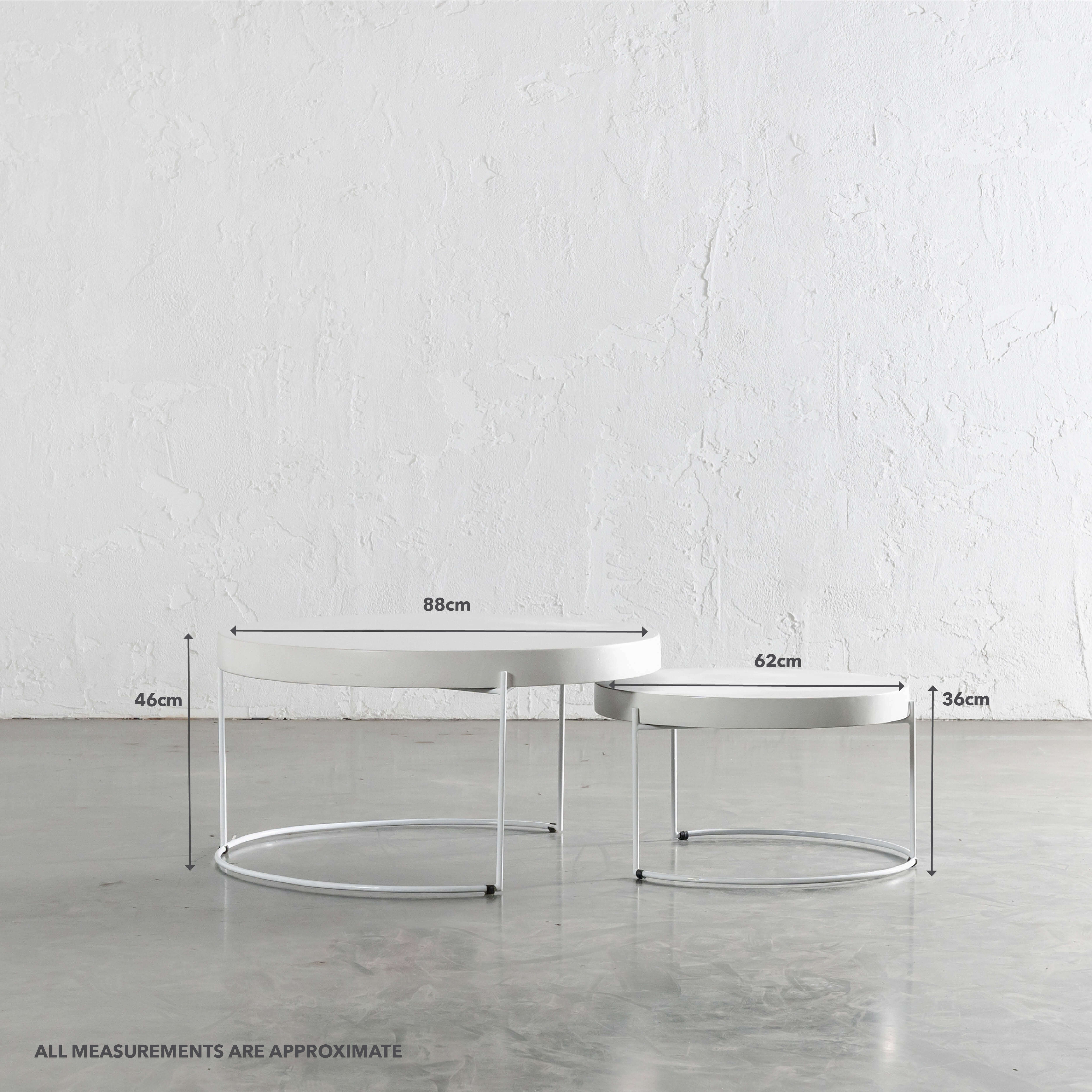 ARIA CONCRETE GRANITE COFFEE TABLE BUNDLE | 2 x COFFEE TABLES | ROUND | BIANCO CIMENT - Image 8
