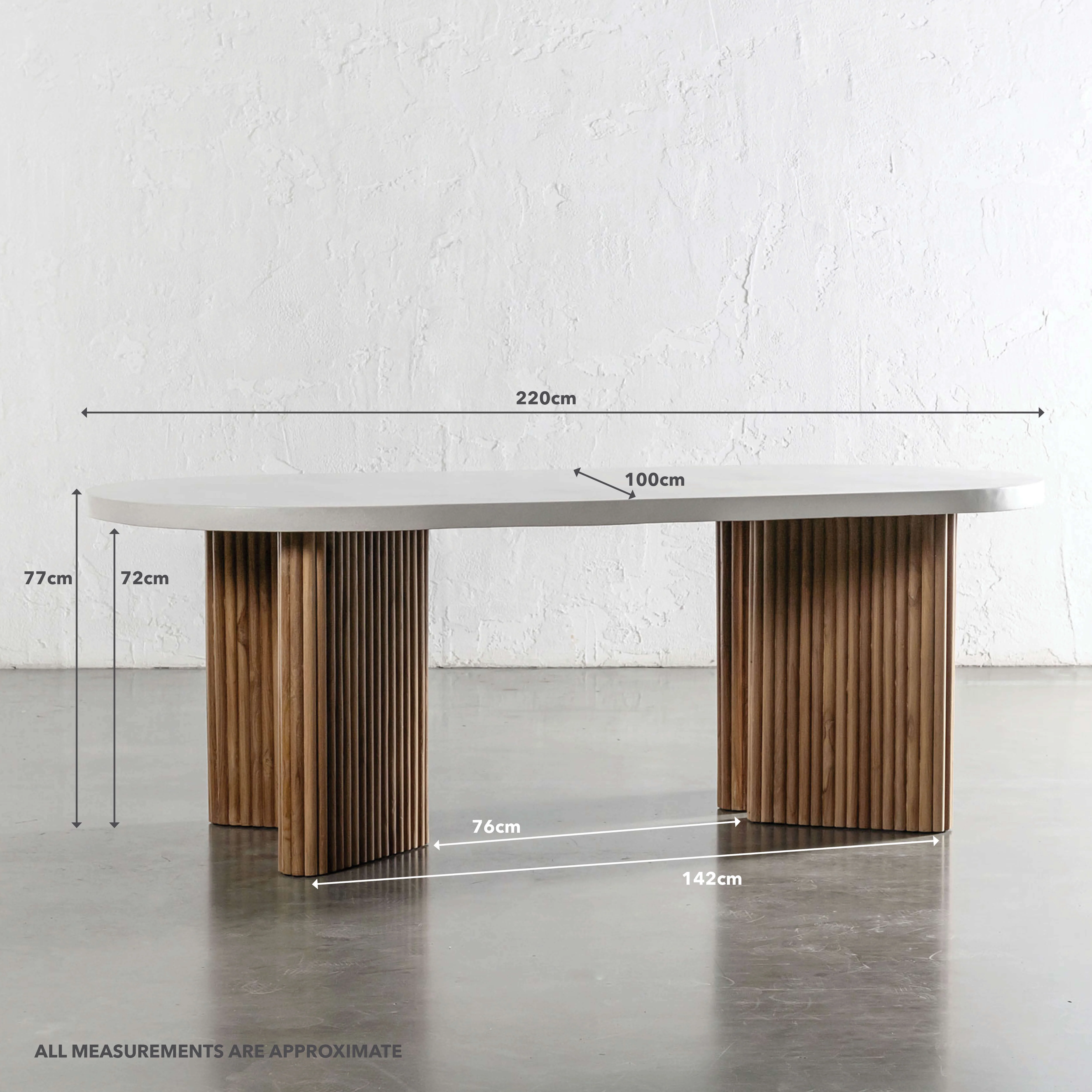 ARIA MONDELLO OVAL DINING TABLE  |  BIANCO CIMENT  |  220CM - Image 14