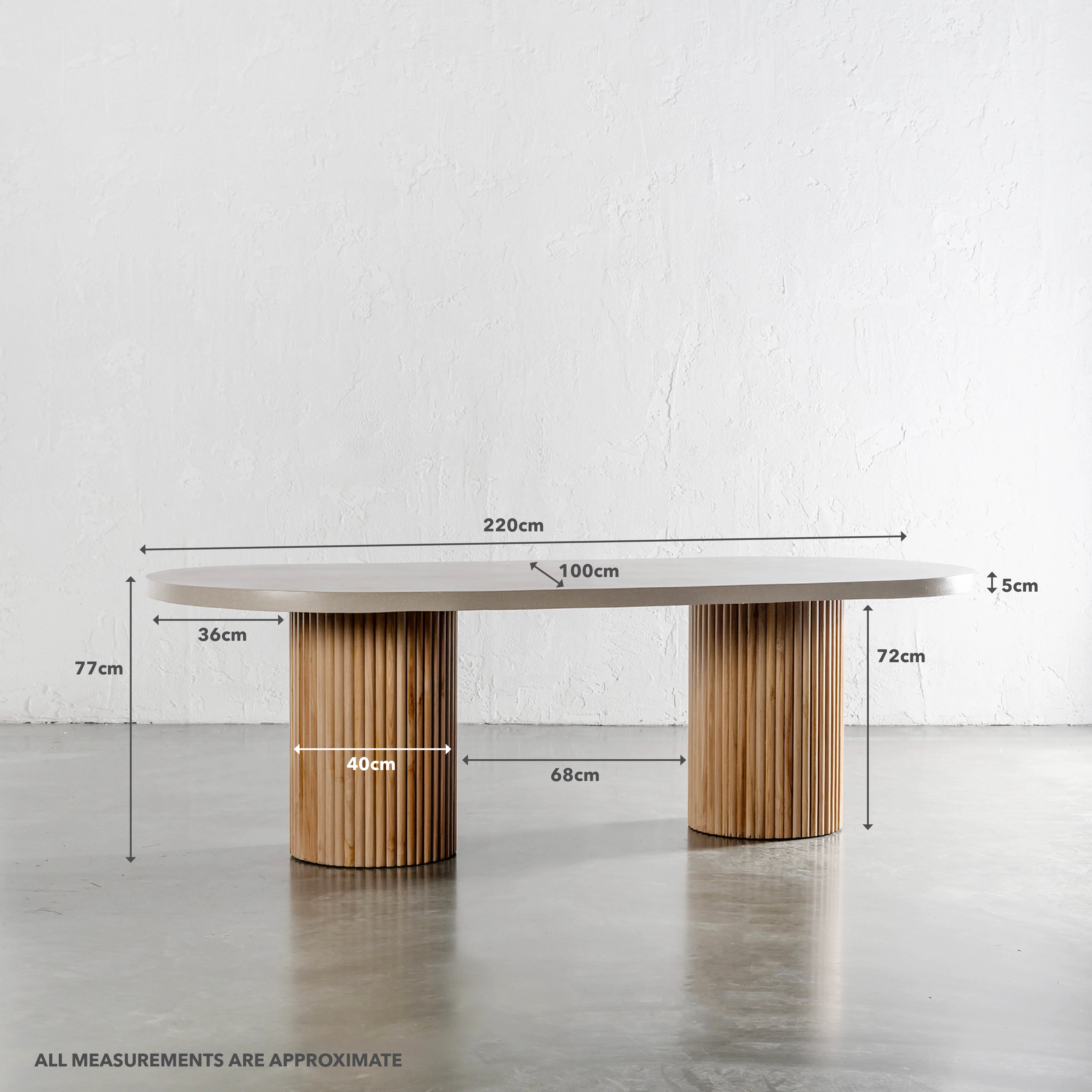 ARIA VITOLO PILLAR OVAL DINING TABLE | SAHARA CIMENT | 220CM - Image 9