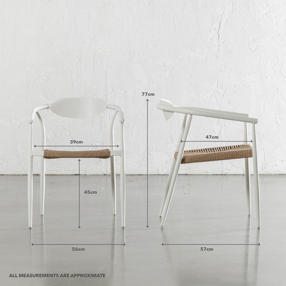 BENITO INDOOR/OUTDOOR DINING CHAIR  |  MILK WHITE + NATURAL  |  BUNDLE X4 - Image 7
