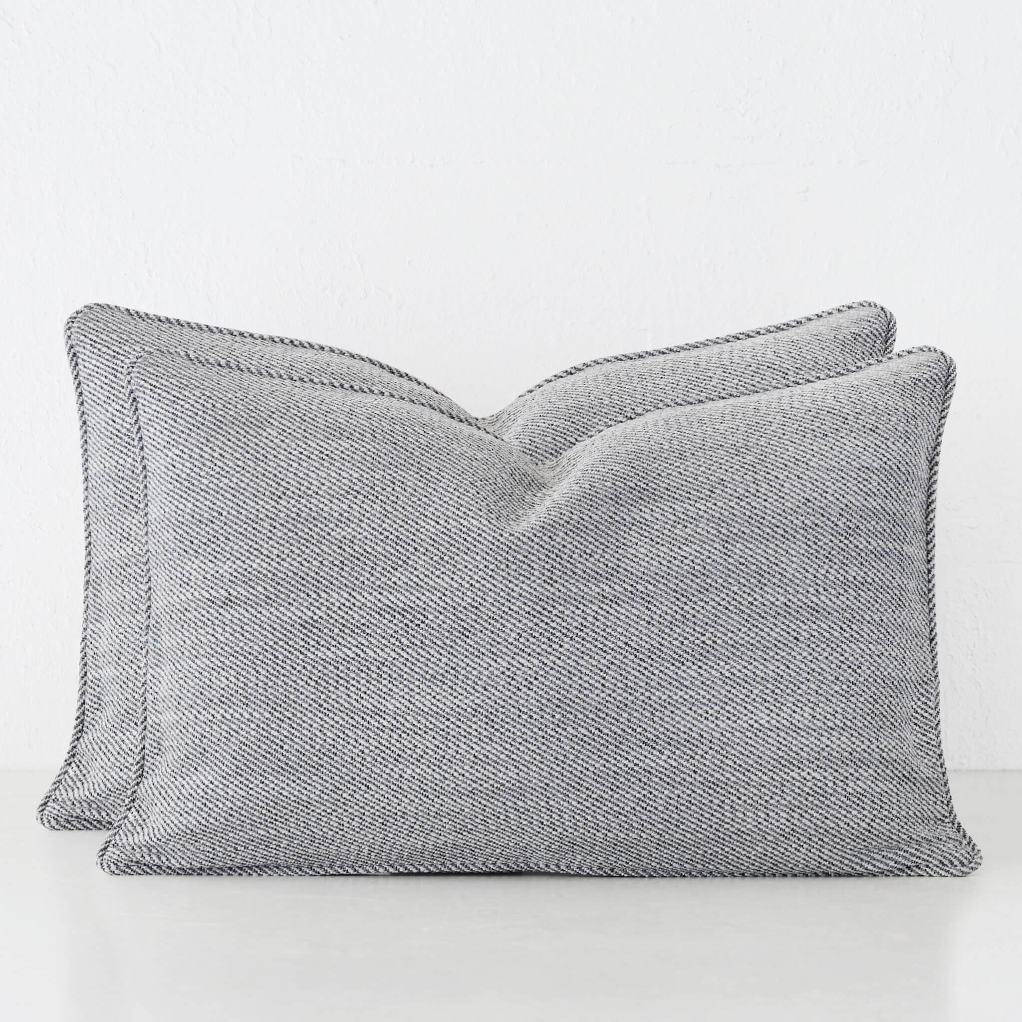 BEZIER HERRINGBONE CUSHION BUNDLE X2 | 40X60 | FLOODED GUM GREY