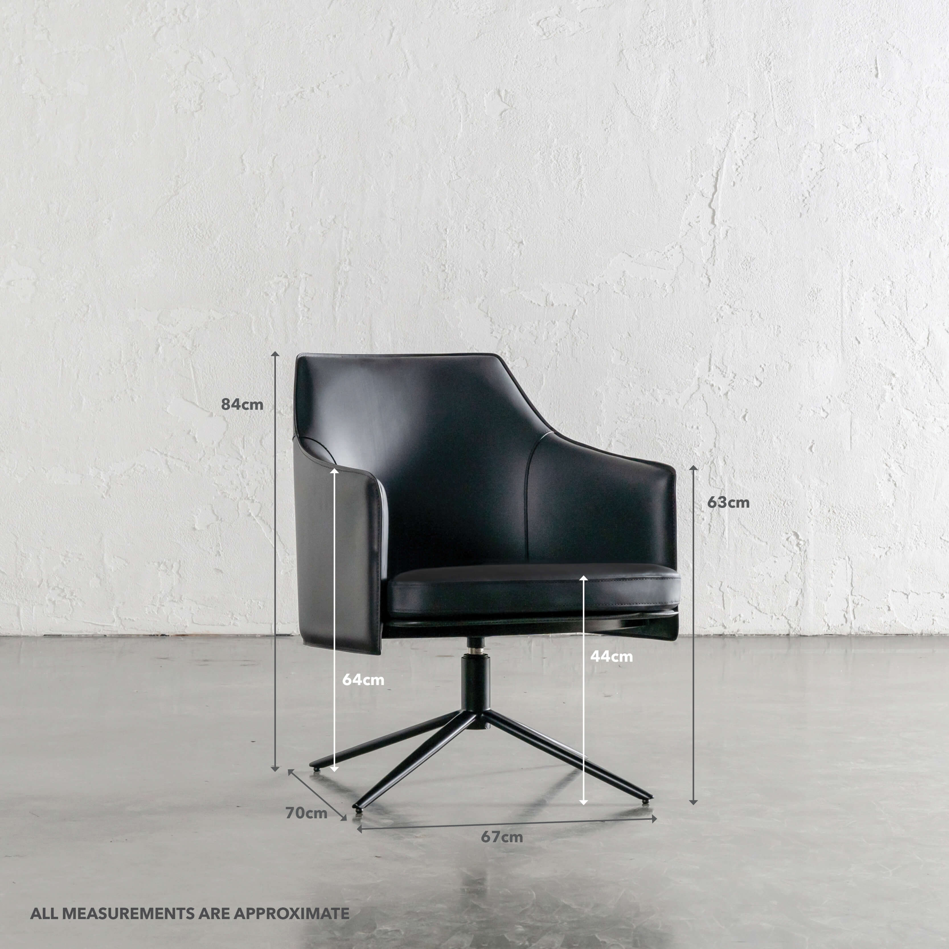 BOLINA MID CENTURY VEGAN LEATHER SWIVEL ARMCHAIR  |  SAVE 20% ON BUNDLE OF 2  |  NOIR BLACK - Image 6