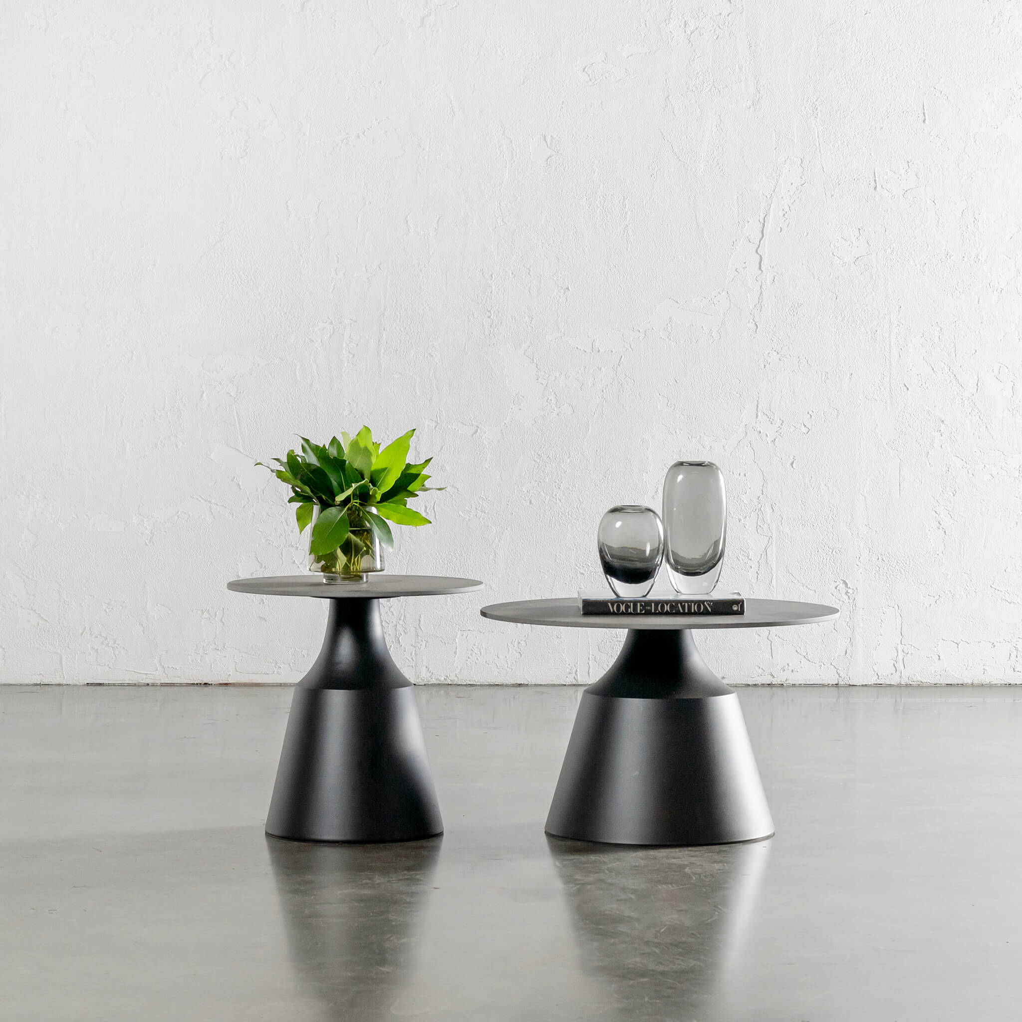 BORGARO CERAMICA OCCASIONAL TABLES | SET OF 2 | BLACK NOIR + LIQUORICE DOLOMITE