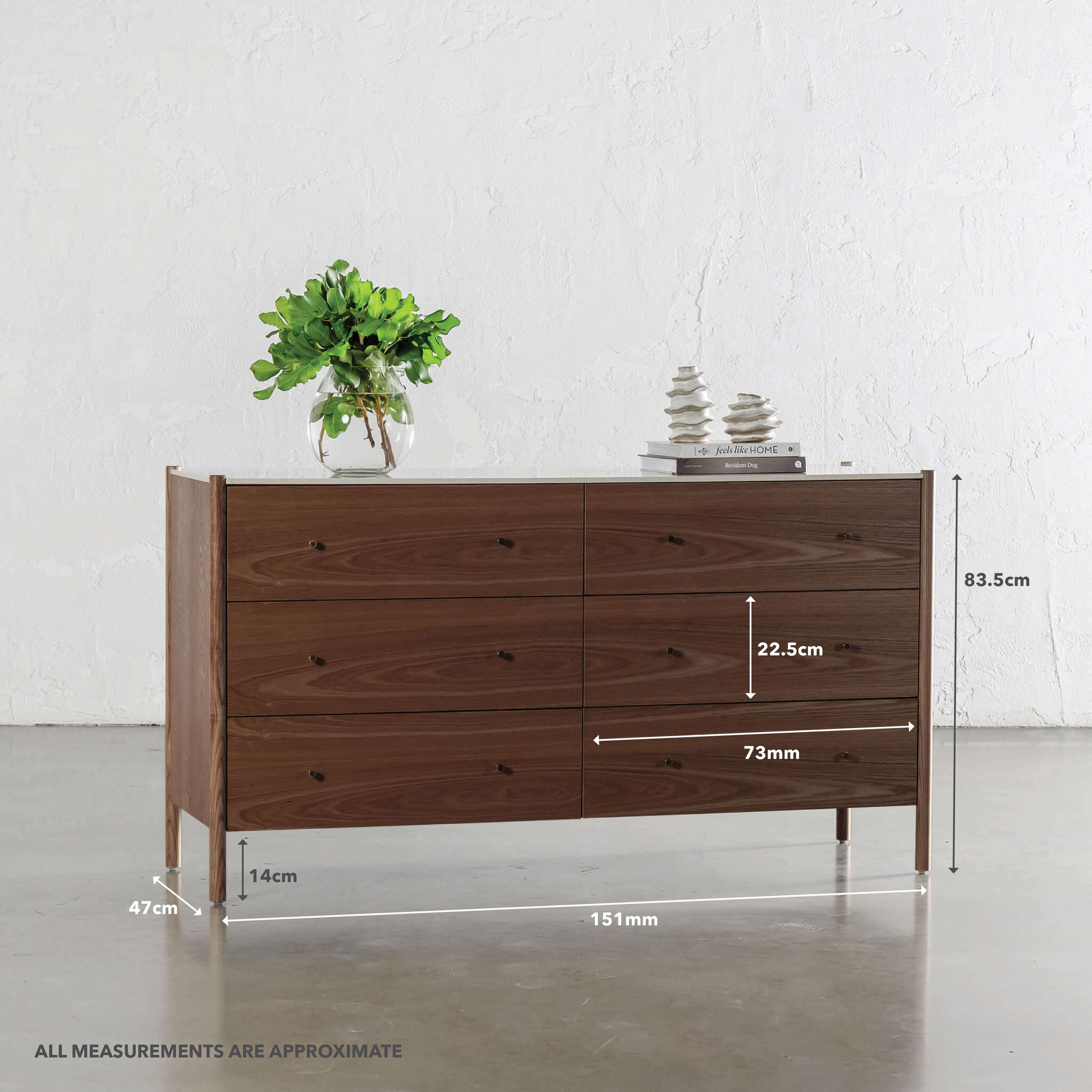 BRANZANO CHEST OF DRAWERS  |  DEEP WALNUT WOOD GRAIN  |  VALENTINA GRIGIO CERAMICA TOP - Image 3