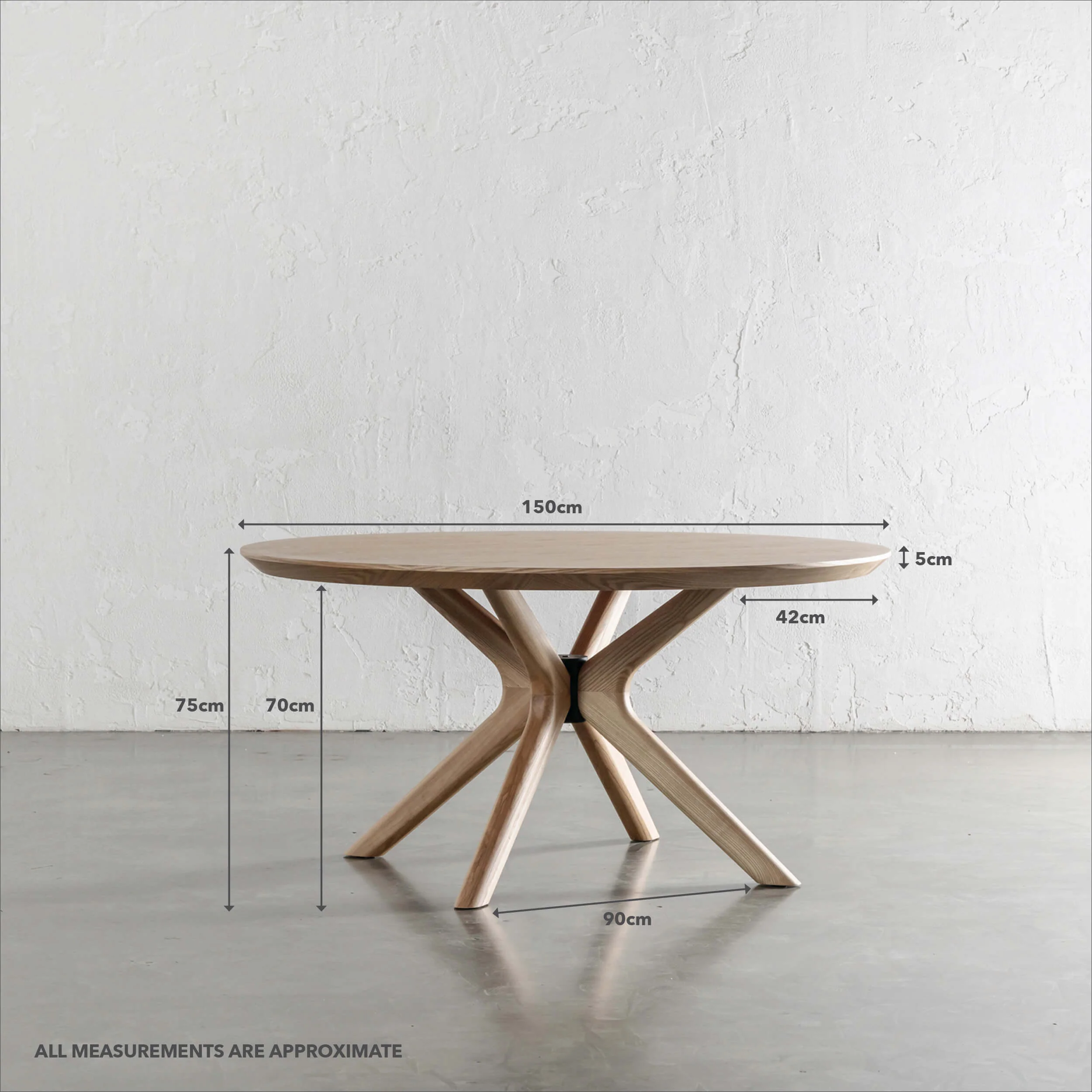 BRETON ROUND DINING TABLE | BIRCH ASH WOOD GRAIN | 150CM - Image 7