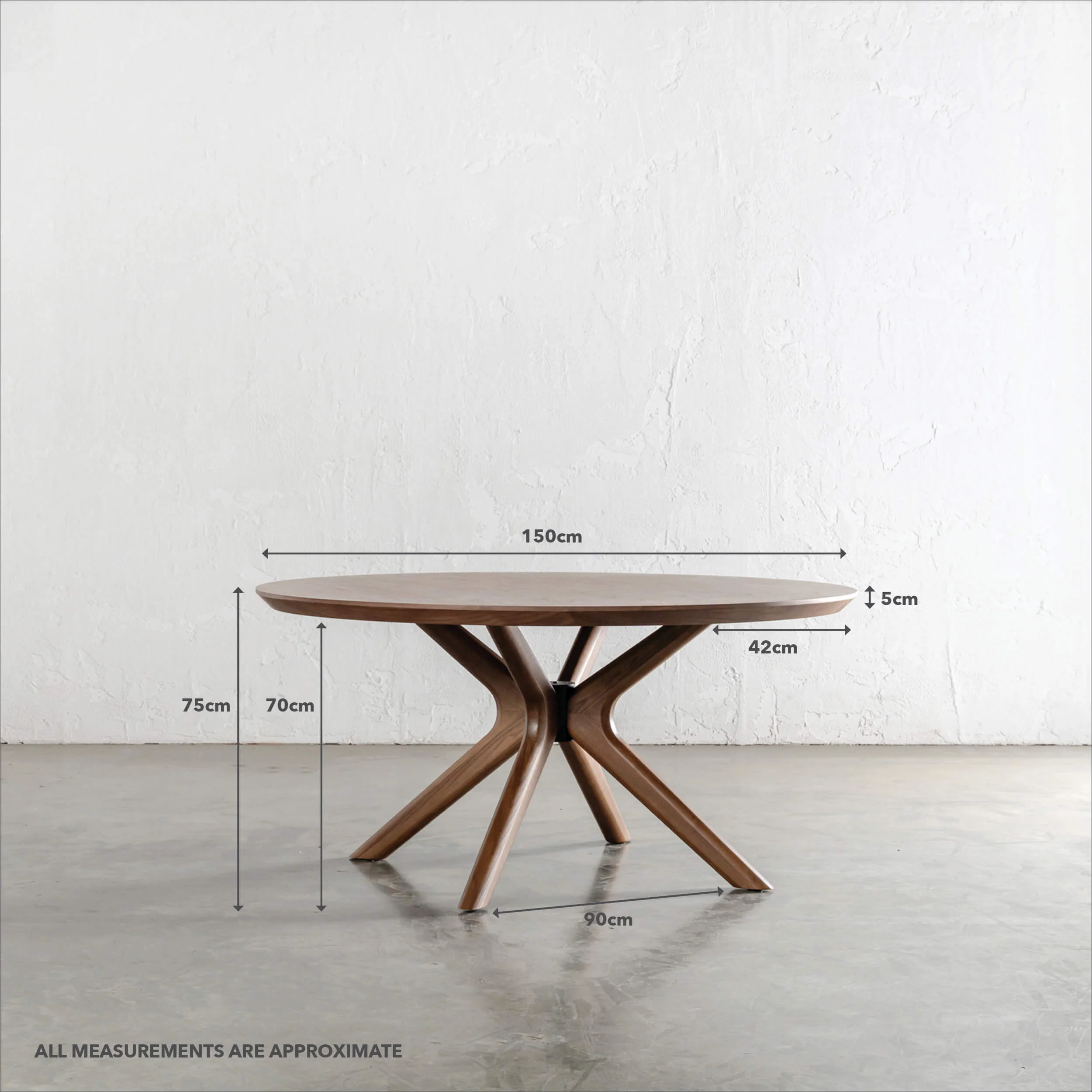 BRETON ROUND DINING TABLE  |  DEEP WALNUT WOOD GRAIN  |  150CM - Image 5