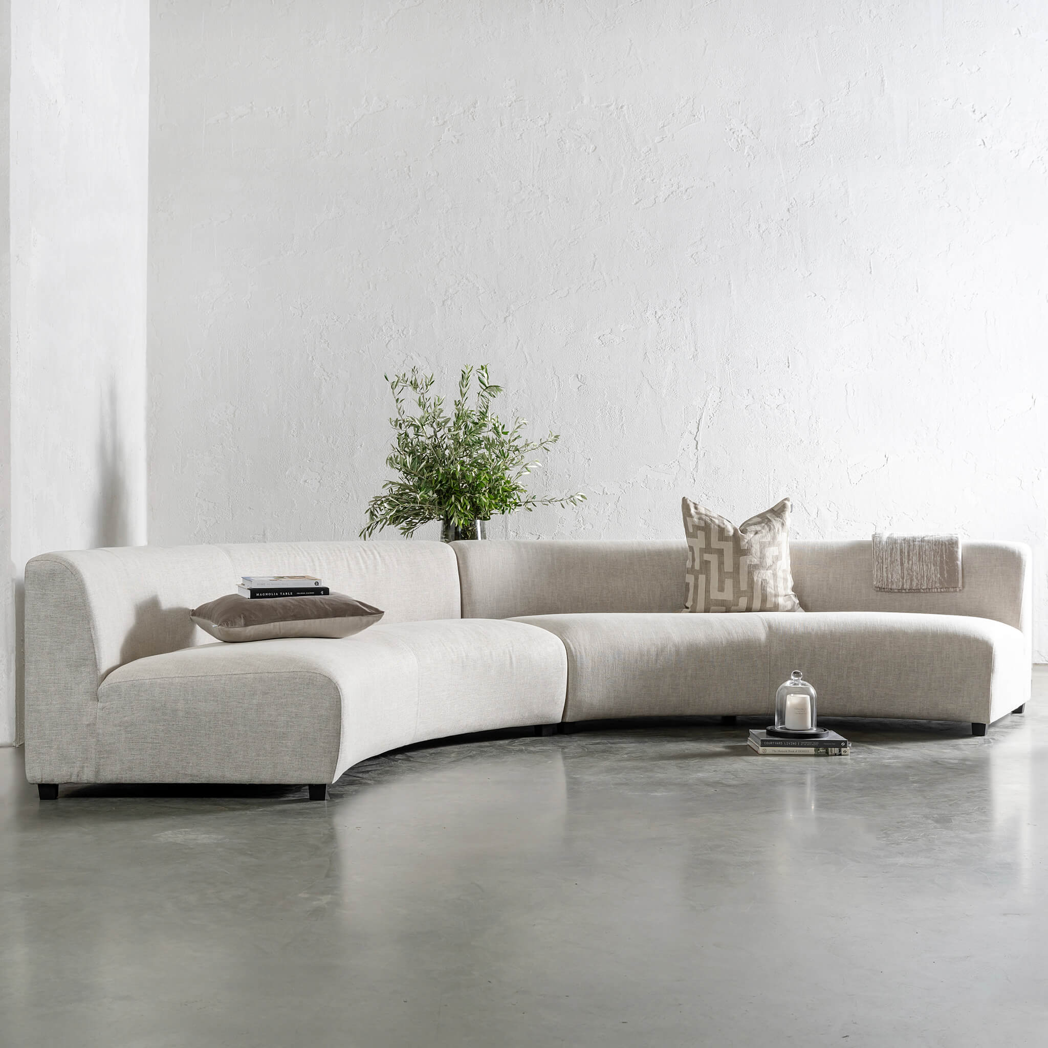CARSON CONTEMPO CURVED 2 PCE SOFA | JOVAN DOVE NATURAL
