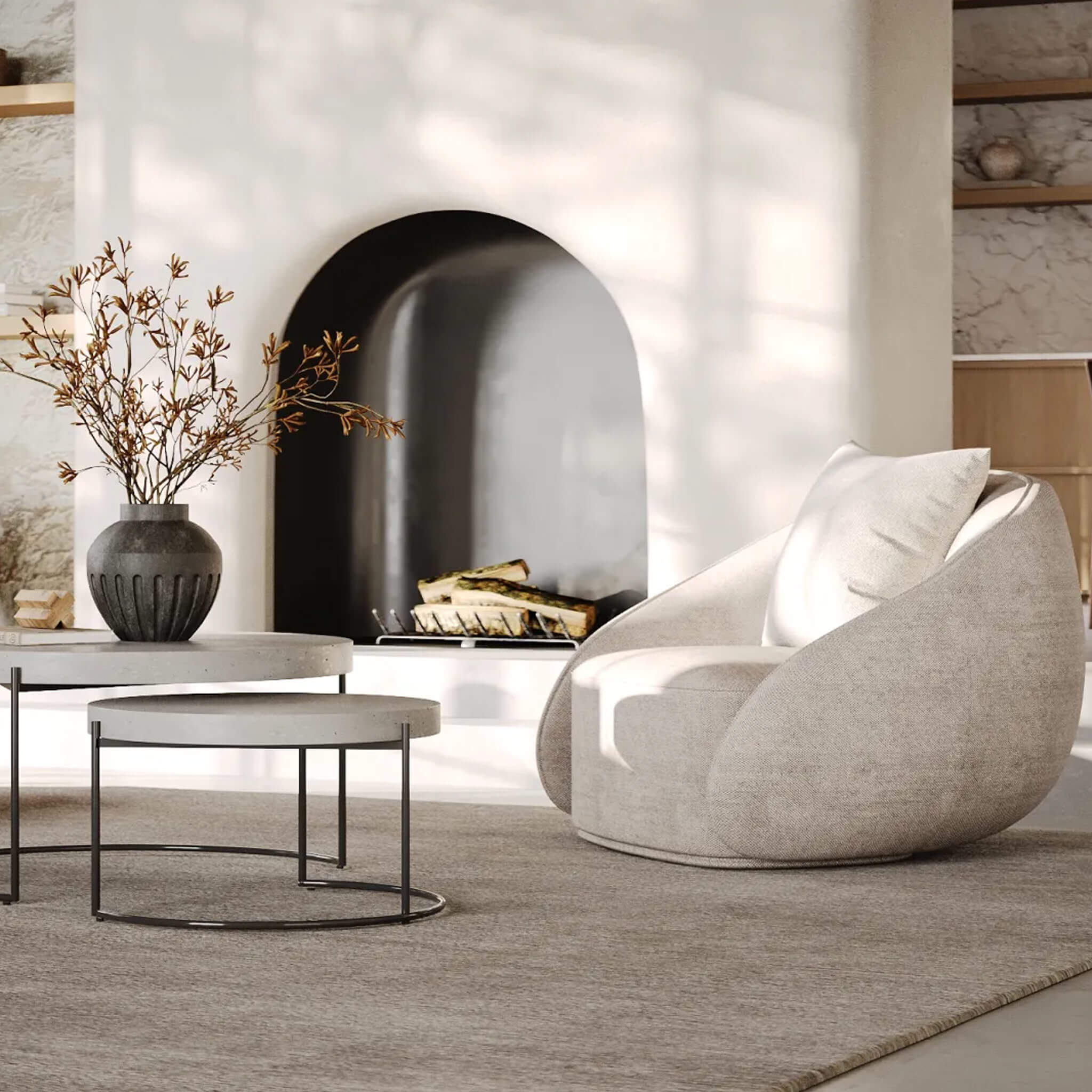 CARSON LINCOLN CURVED ARMCHAIR  |  SANDY DUSK - Image 3