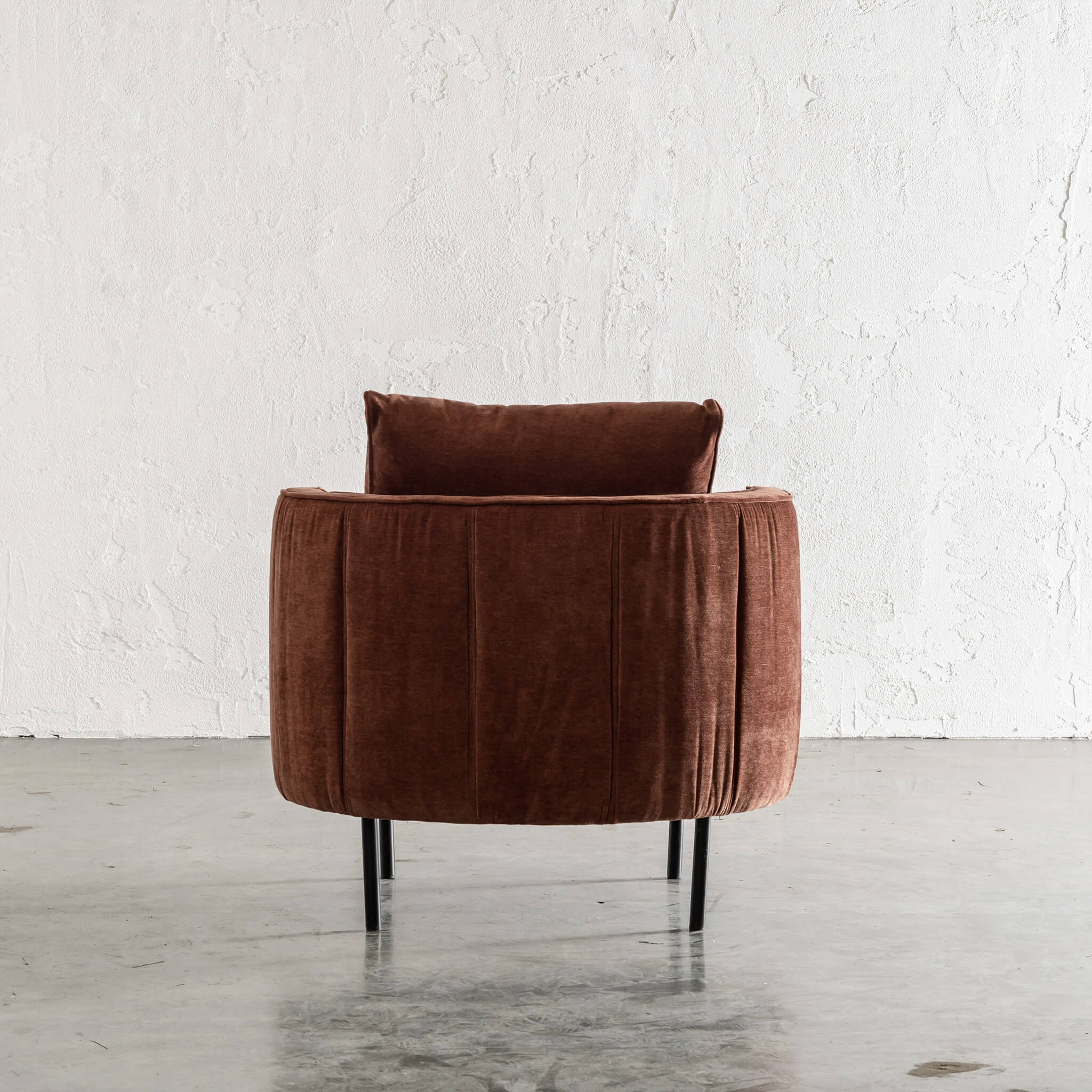 CARSON MODERNA CURVED RIBBED CHAIR | TERRA RUST TEXTURED VELOUR - Image 7