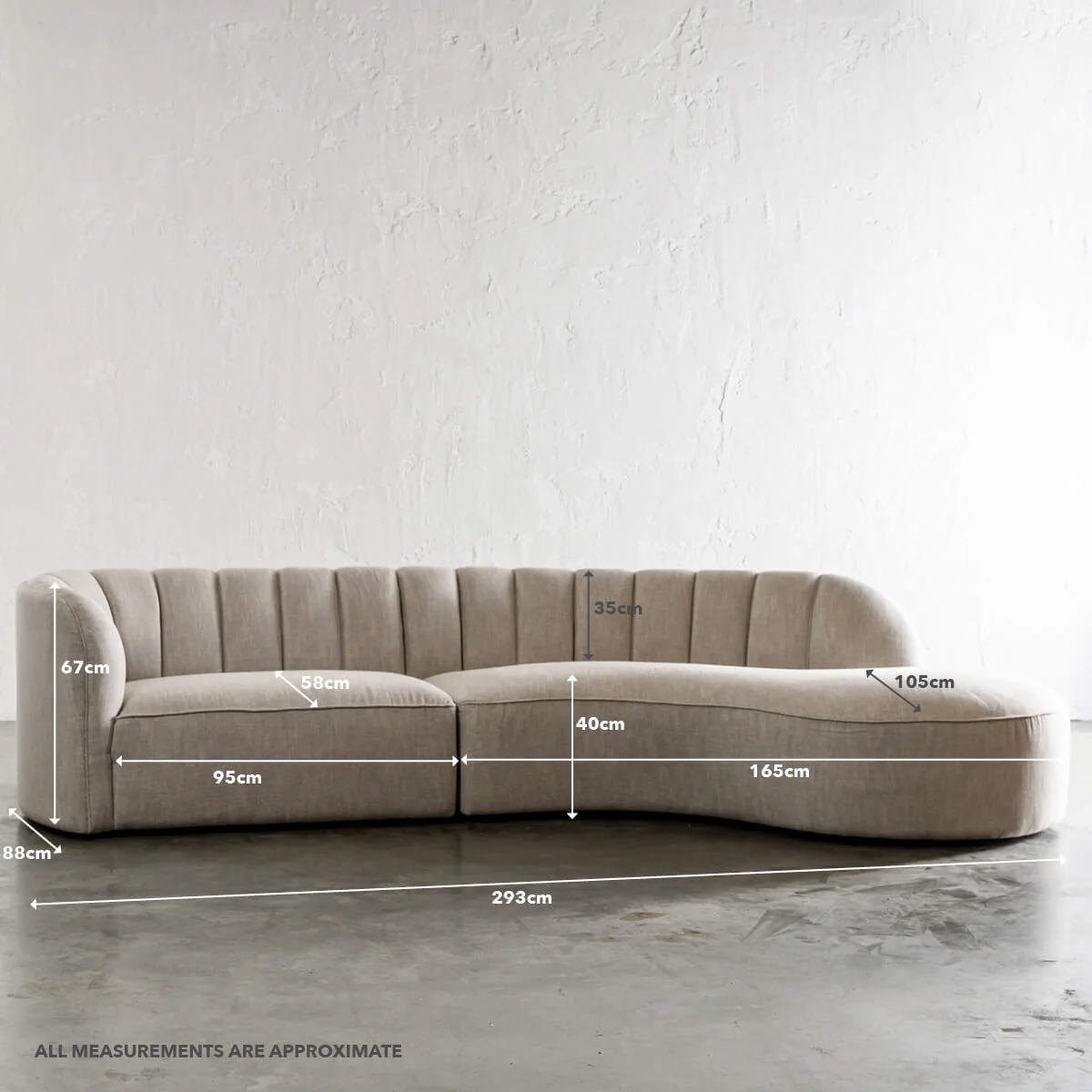 CARSON MODERNA CURVED RIBBED MODULAR SOFA | JOVAN EARTH - Image 10