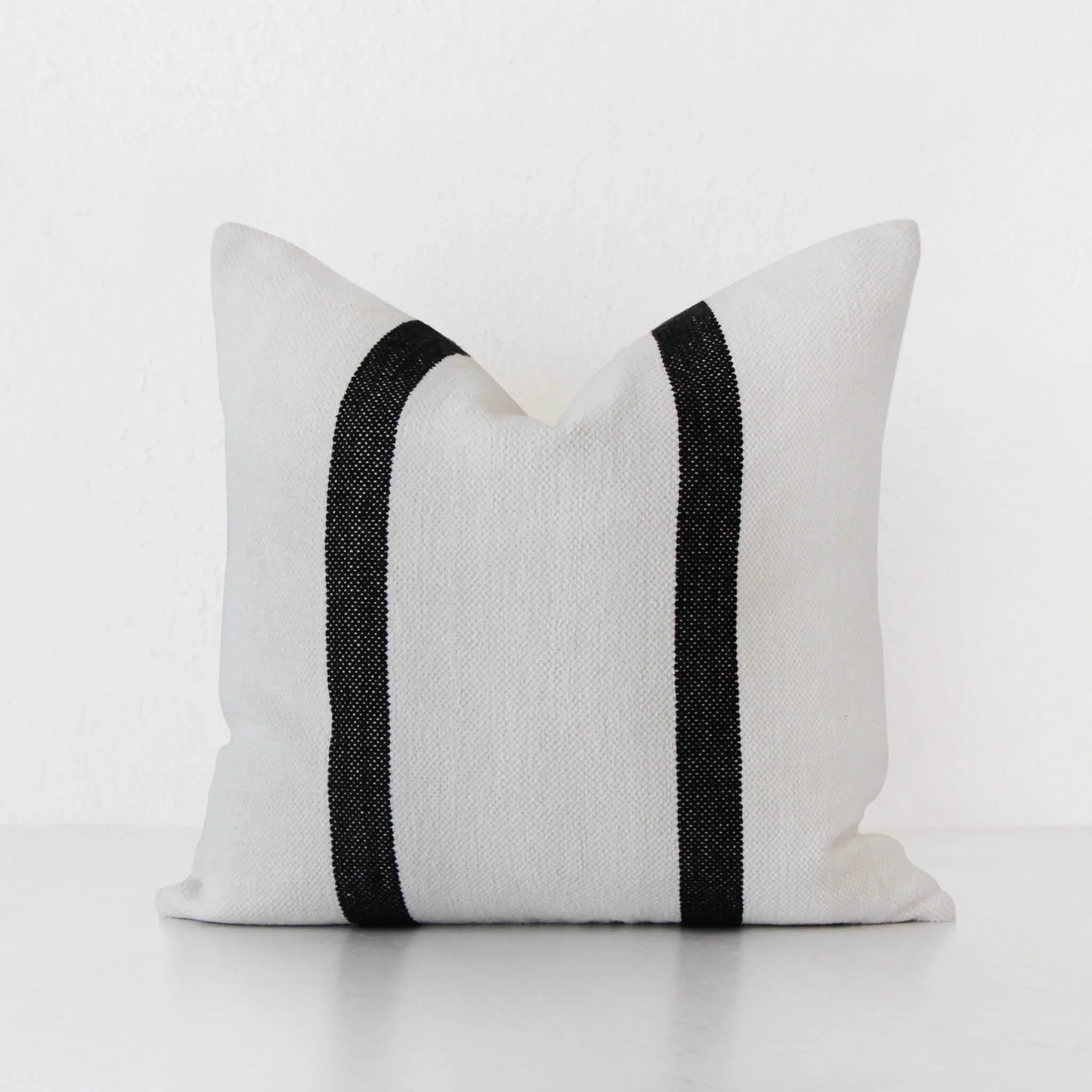 CASELLA HAND WOVEN CUSHION | IVORY + BLACK STRIPE | 40X60 | 50X50 | 60X60