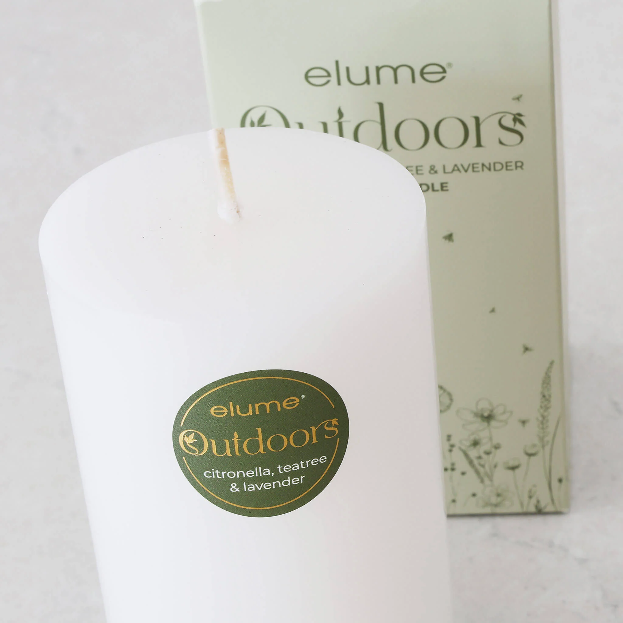 ELUME | CITRONELLA PILLAR 3X6" CANDLE BUNDLE X2 | 90HRS | CITRONELLA + TEA TREE + LAVENDER - Image 3