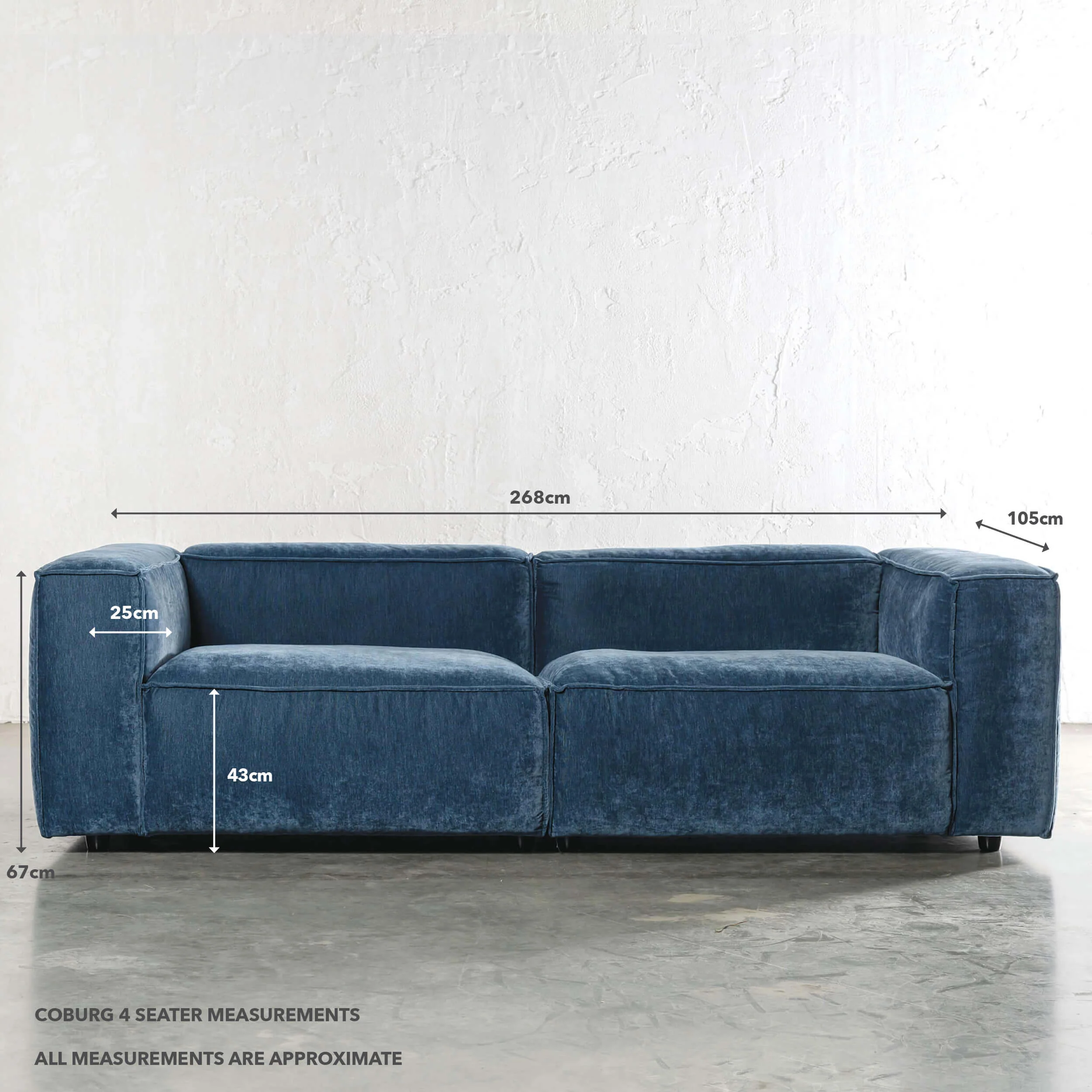 COBURG 3 SEATER + 4 SEATER SOFA | CHICORY BLUE - Image 11