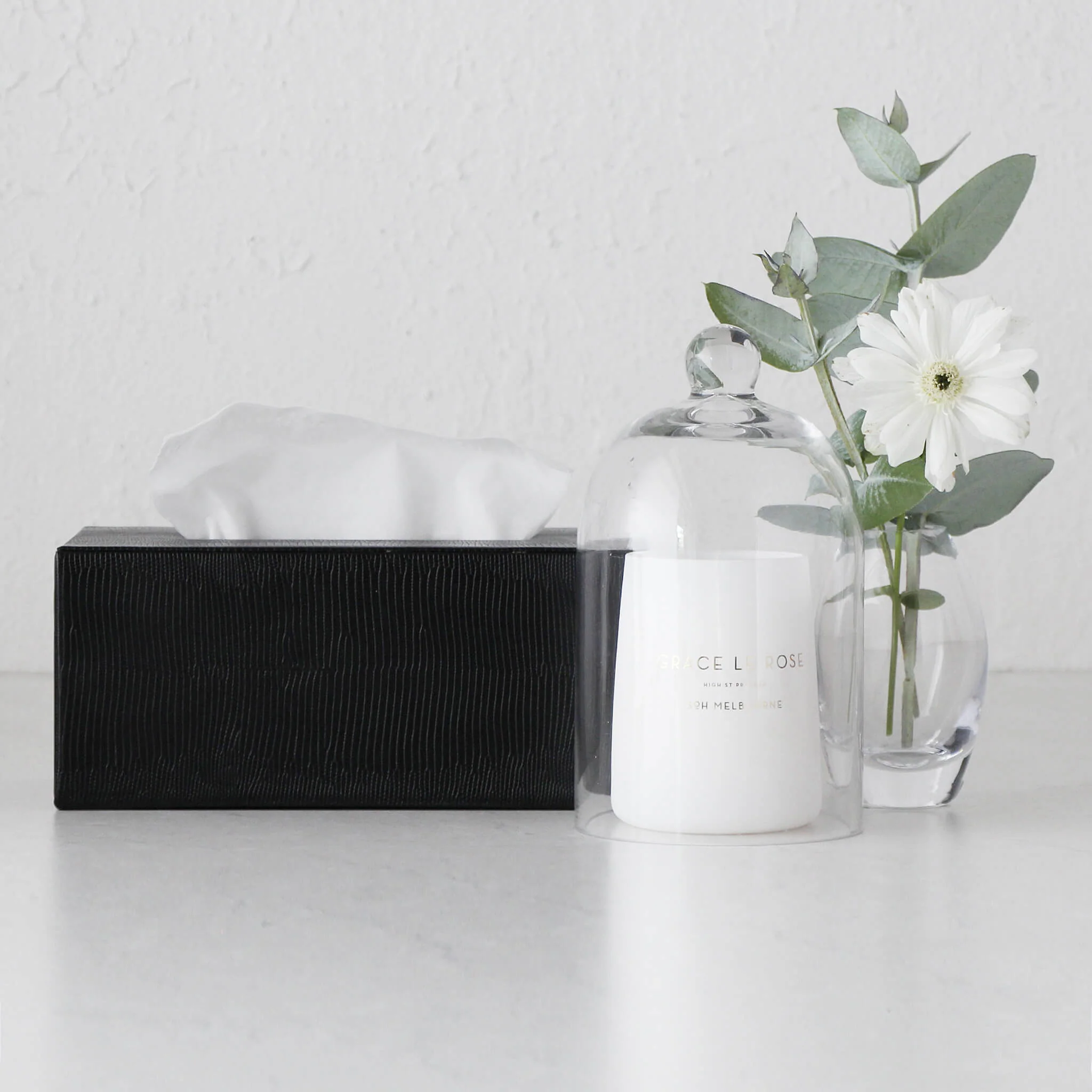 CONRAD SNAKE RECTANGLE TISSUE BOX COVER | NOIR BLACK