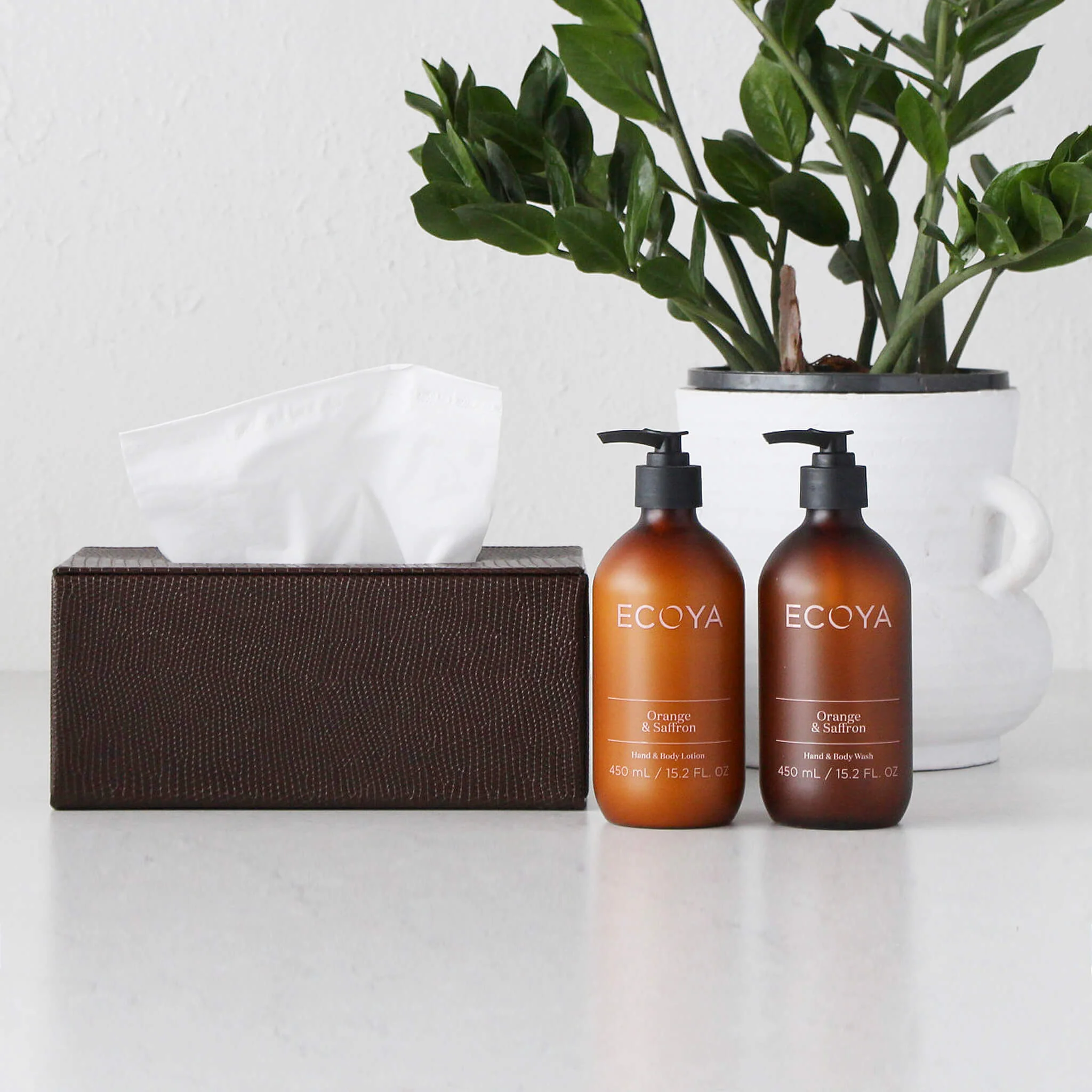 CONRAD SNAKE RECTANGLE TISSUE BOX | COGNAC BROWN