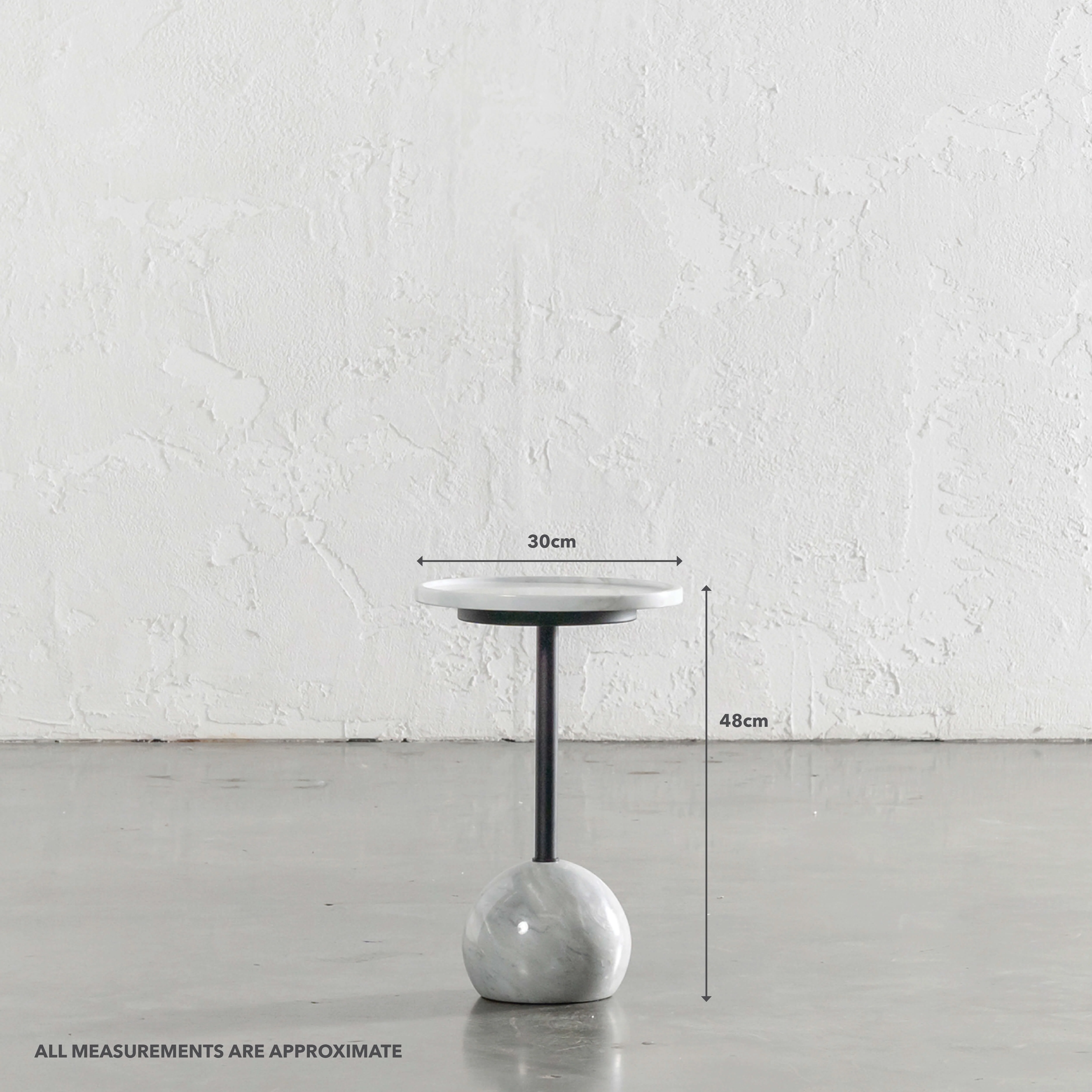 40% LTD SALE | CORSINI BALL SIDE TABLE | CARRARA MARBLE + MATT BLACK | D30CM - Image 4