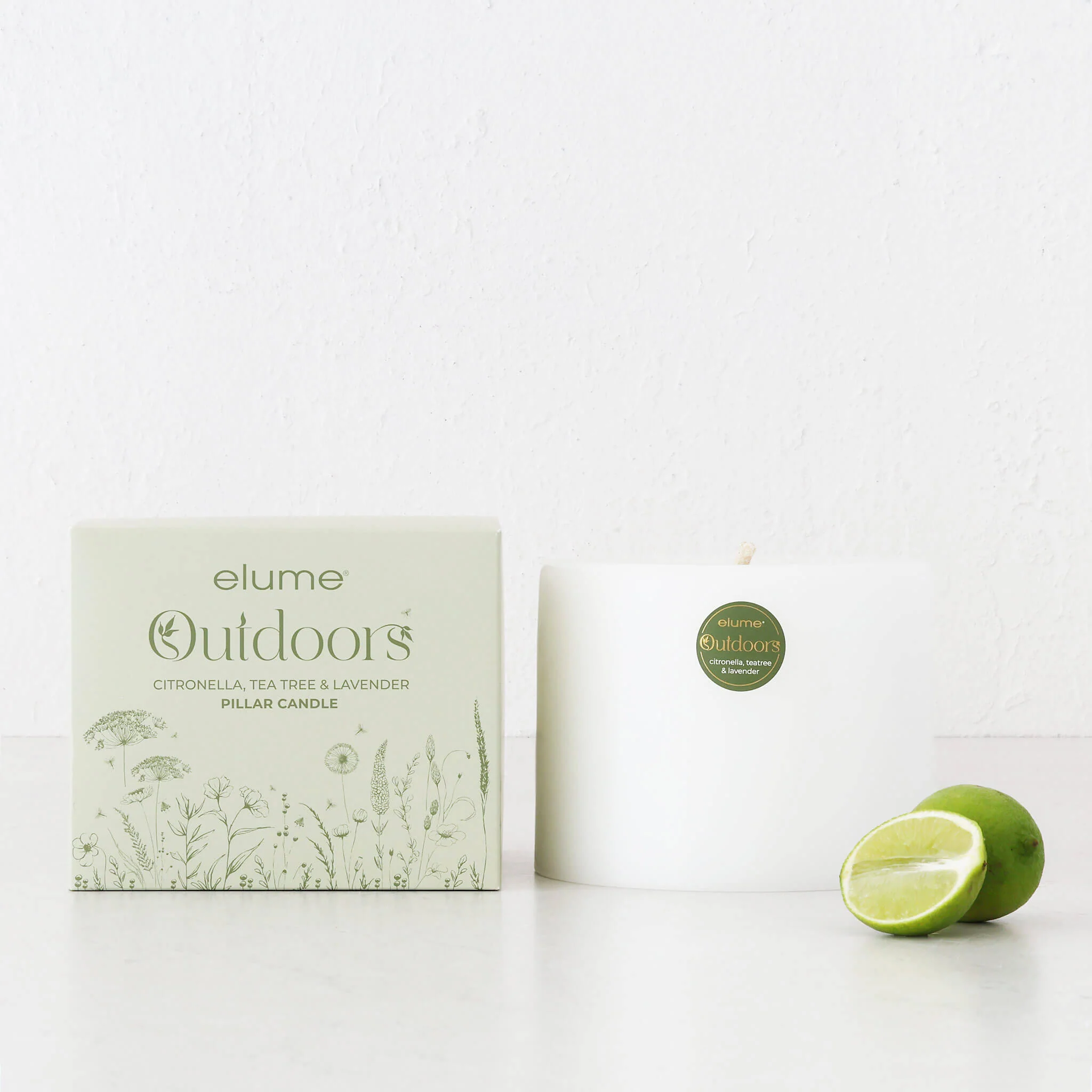 ELUME | CITRONELLA PILLAR 6X5" CANDLE BUNDLE X2 | 150HRS | CITRONELLA + TEA TREE + LAVENDER - Image 2