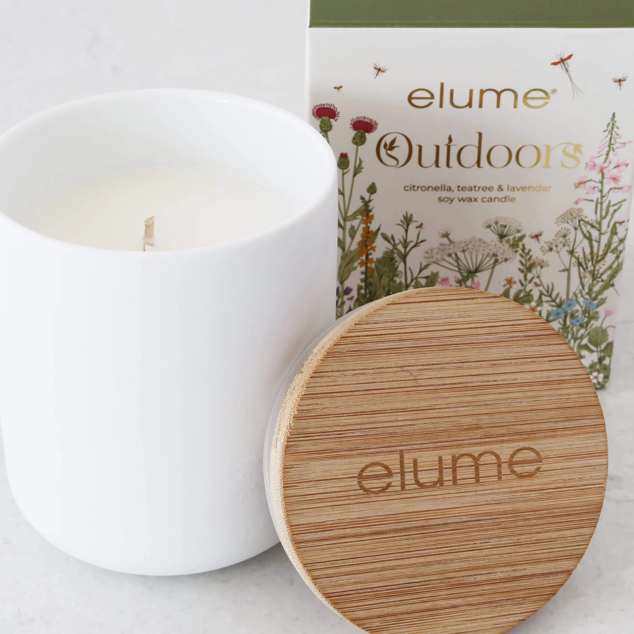 ELUME | CITRONELLA SOY JAR CANDLE + LID 300G | CITRONELLA + TEA TREE + LAVENDER - Image 2