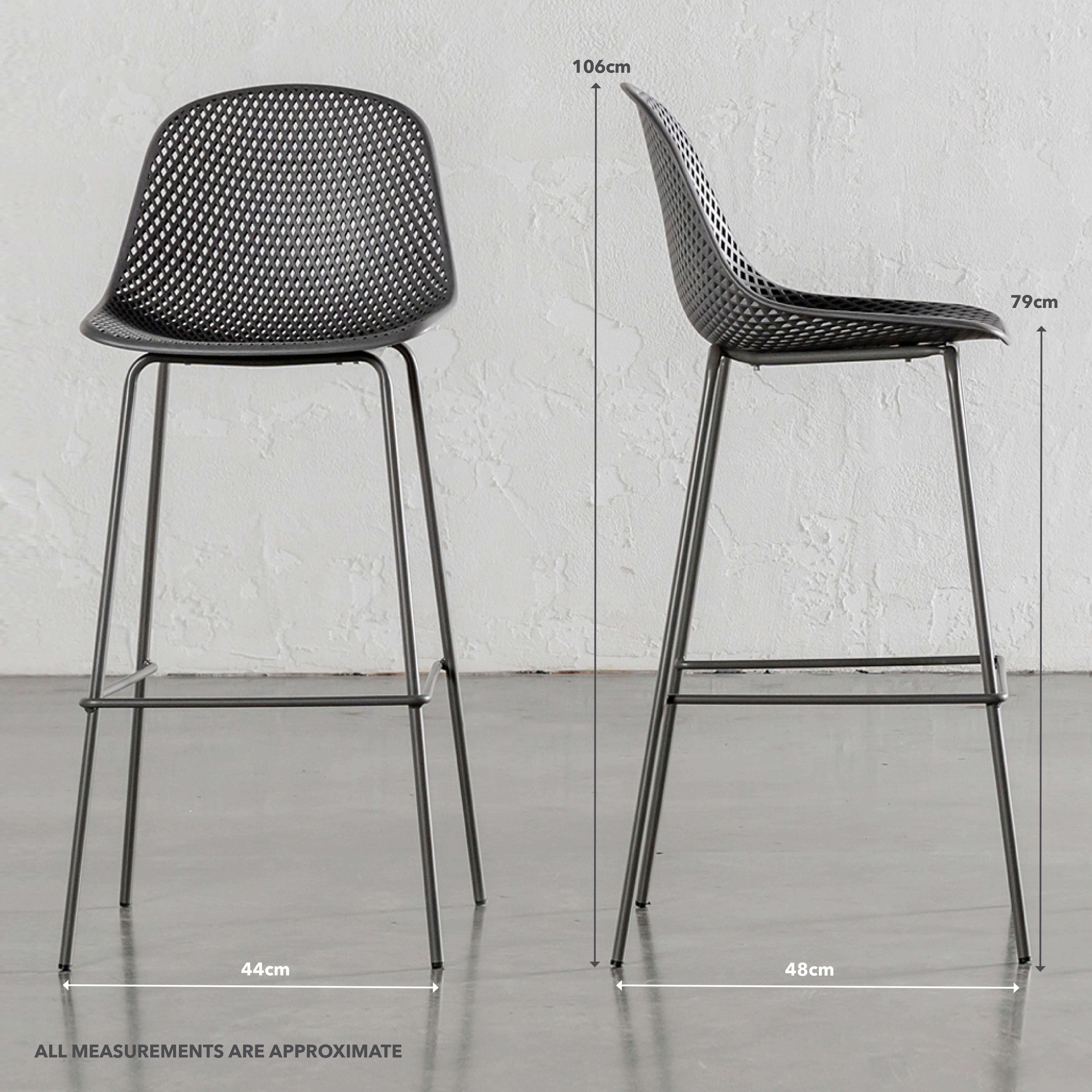 ETTA MESH INDOOR/OUTDOOR BAR CHAIR BUNDLE | GRANITE GREY - Image 5
