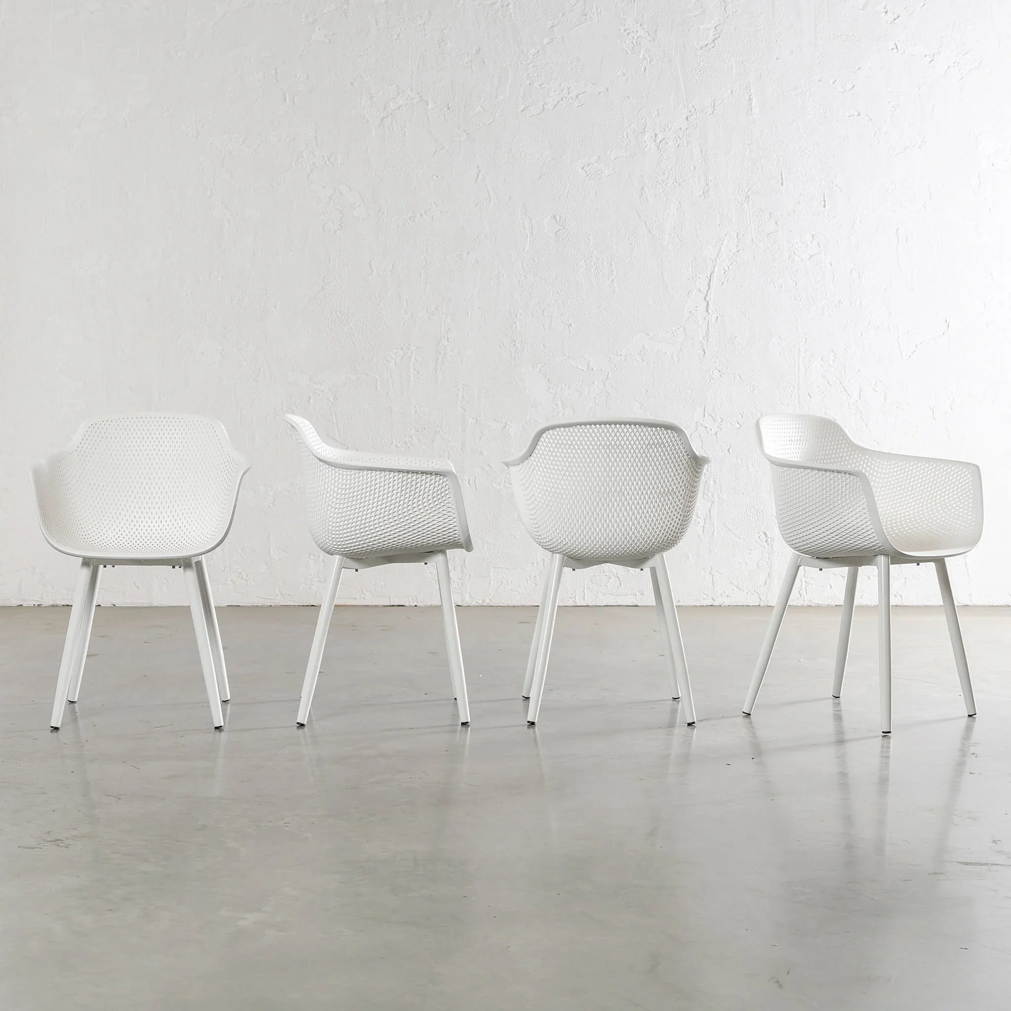 ETTA MESH WRAP INDOOR/OUTDOOR DINING CHAIR | GHOST WHITE | BUNDLE x 4