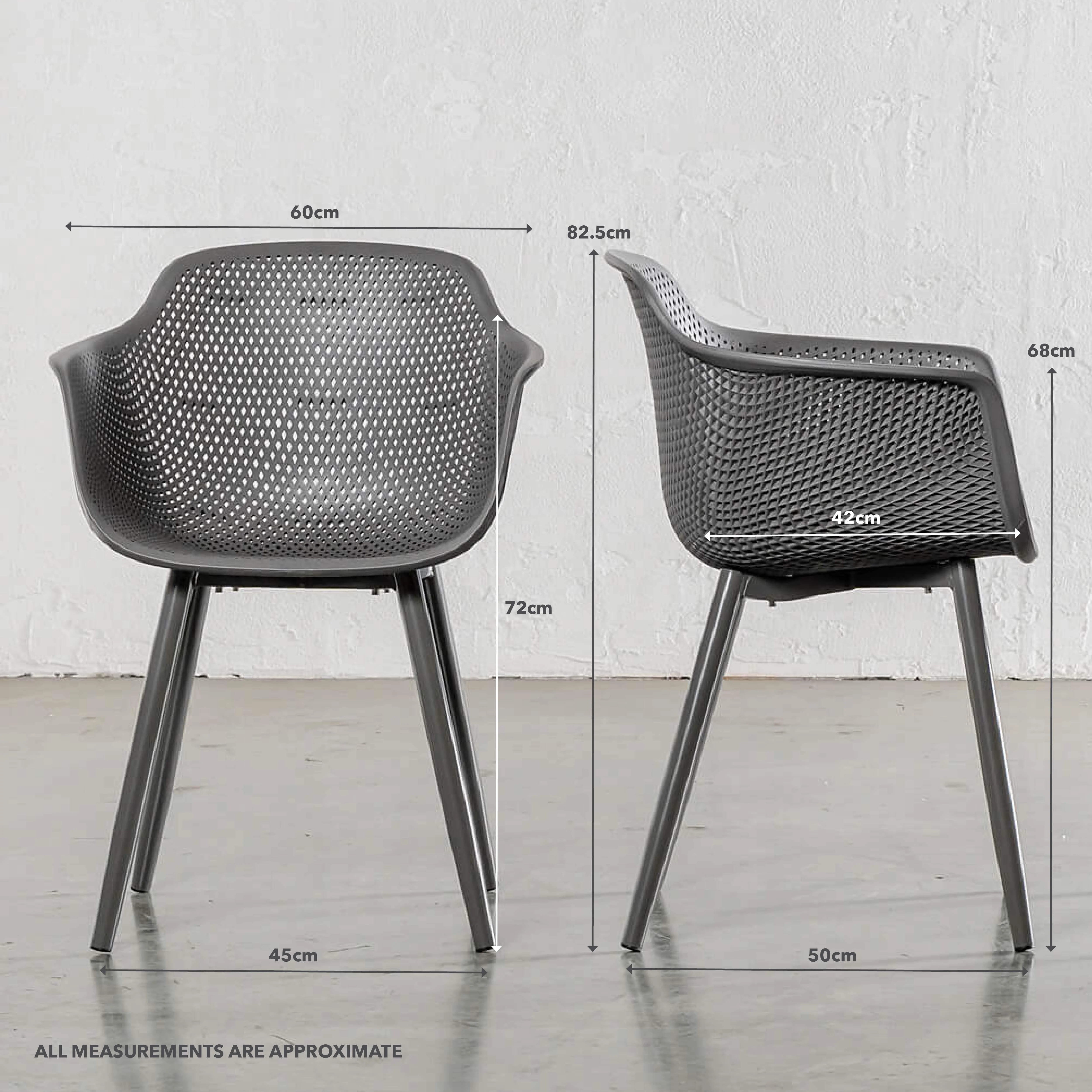 ETTA MESH WRAP INDOOR/OUTDOOR DINING CHAIR | GRANITE GREY | BUNDLE x 4 - Image 9