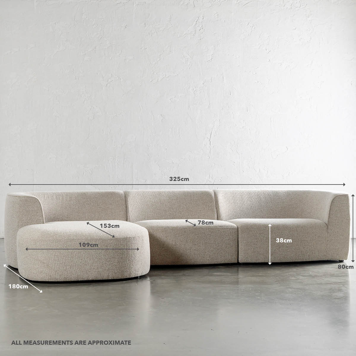 FARO MODULAR CHAISE LOUNGE SOFA | PEBBLE BAY MIST - Image 12