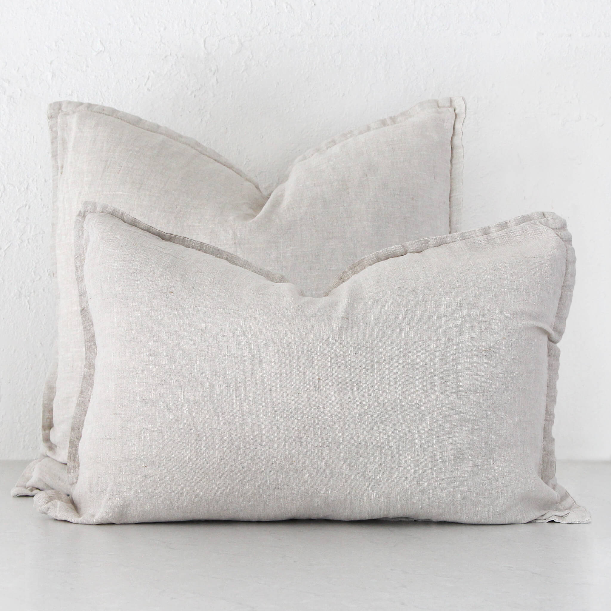 FRENCH LINEN CUSHION BUNDLE X2 | 40X60 + 50X50 | NATURAL FLAX