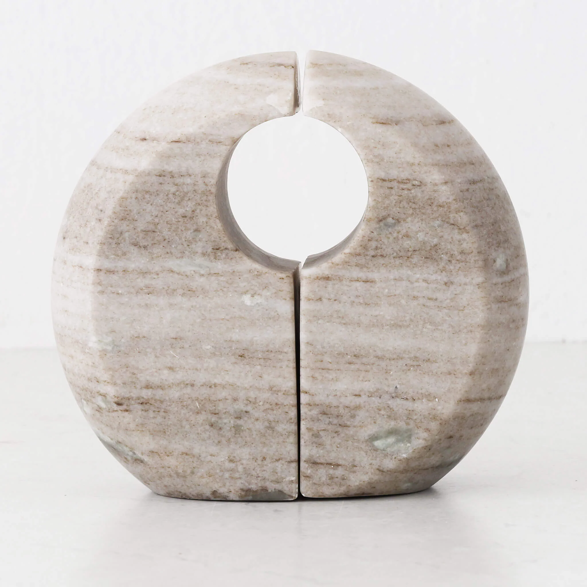 GALLIFA CURVED MARBLE BOOKENDS | SET OF 2 | BEIGE MARBLE - Image 5