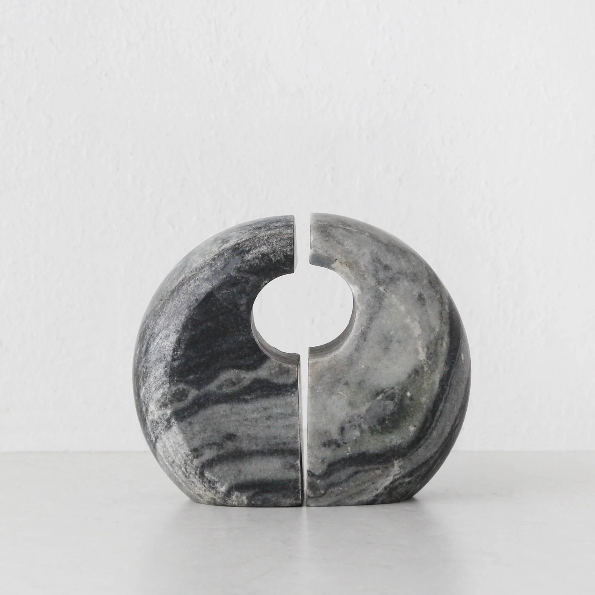 GALLIFA CURVED MARBLE BOOKENDS | SET OF 4 | SLATE GREY MARBLE - Image 3