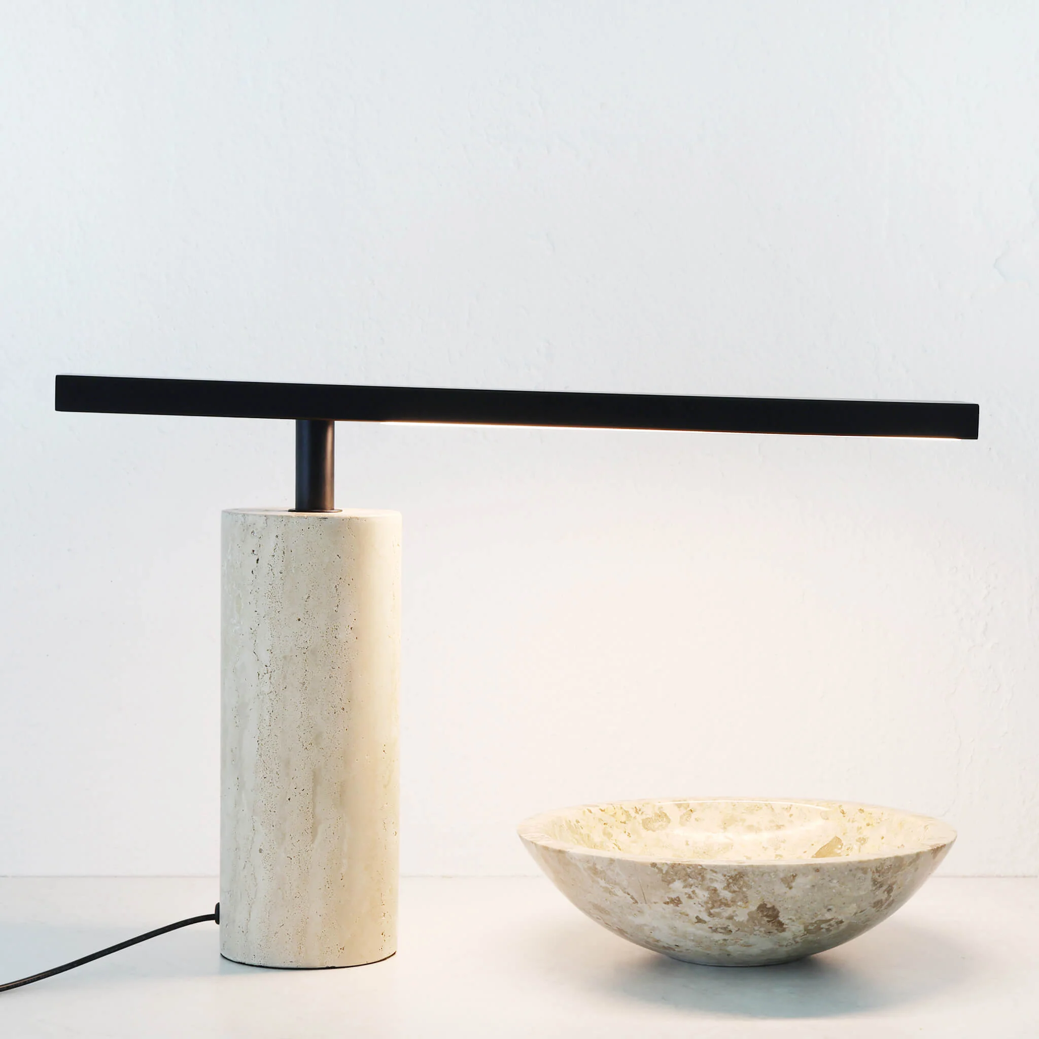 GIACOMO TABLE LAMP BUNDLE X2  |  50CM  |  MATTE BLACK + TRAVERTINE - Image 7