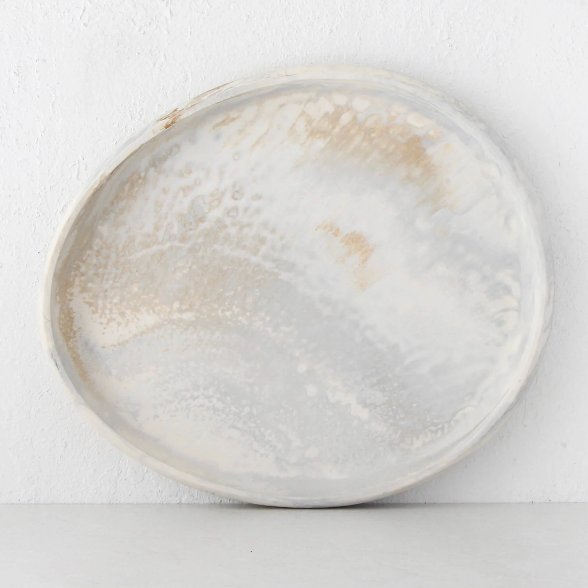 HADLEY OVAL RESIN SERVING TRAY | LARGE 43CM | MARBLED STEEL + SAND - Image 2