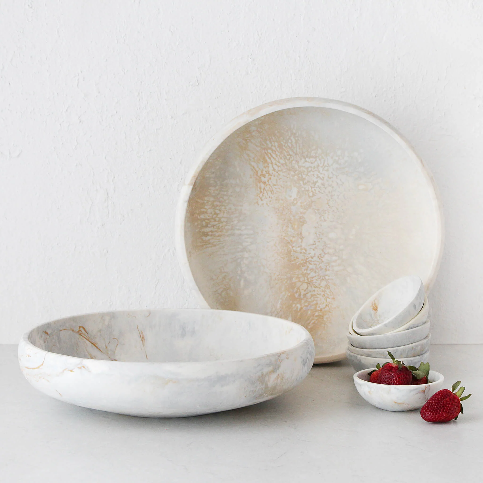 HADLEY RESIN PINCH BOWL BUNDLE X3 | 10CM | MARBLED STEEL + SAND - Image 4