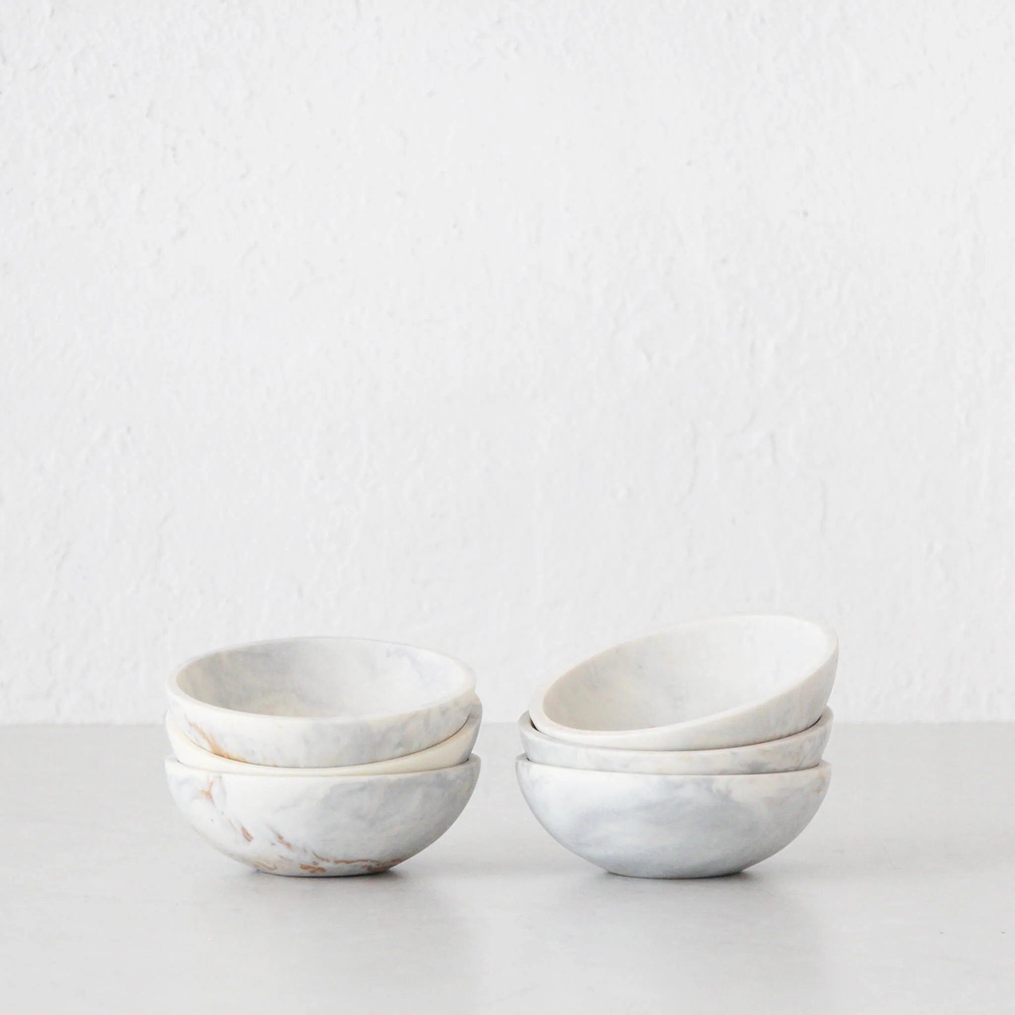 HADLEY RESIN PINCH BOWL BUNDLE X6 | 10CM | MARBLED STEEL + SAND - Image 4