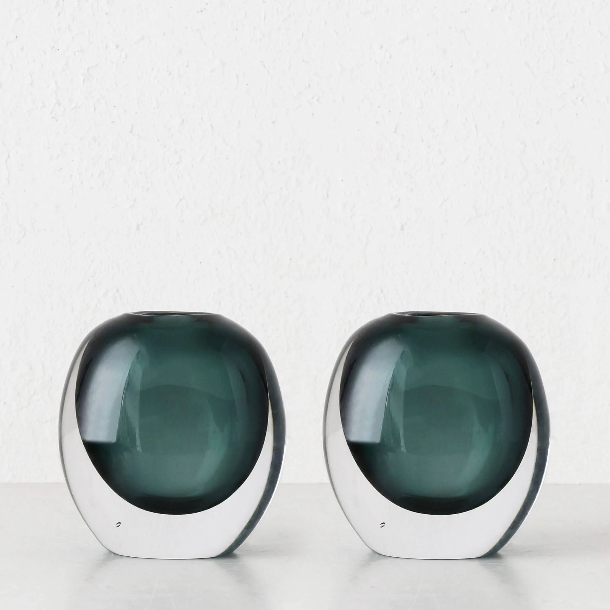 HANS GLASS VASE BUNDLE X2 | GREEN + CLEAR GLASS