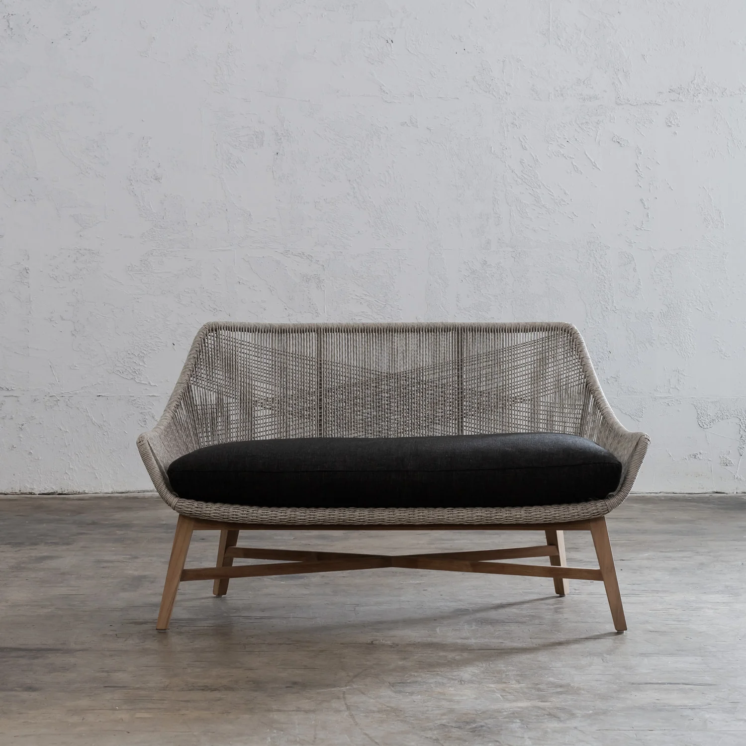 INIZIA WOVEN RATTAN INDOOR / OUTDOOR 2 SEAT SOFA | ASH GREY - Image 5