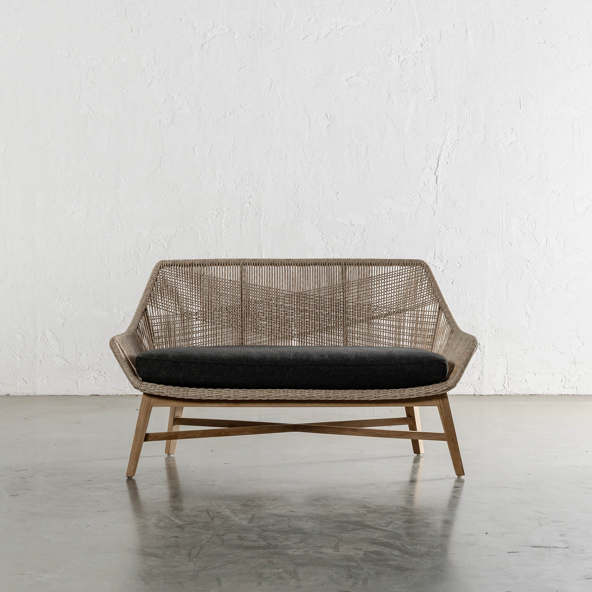 INIZIA WOVEN RATTAN INDOOR / OUTDOOR 2 SEAT SOFA | BIRCH ASH - Image 2