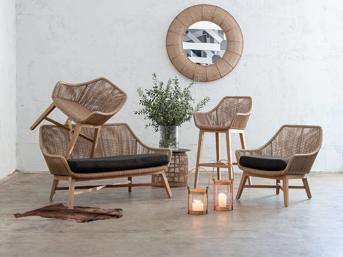 INIZIA WOVEN RATTAN INDOOR / OUTDOOR 2 SEAT SOFA  |  WARM HUSK - Image 4
