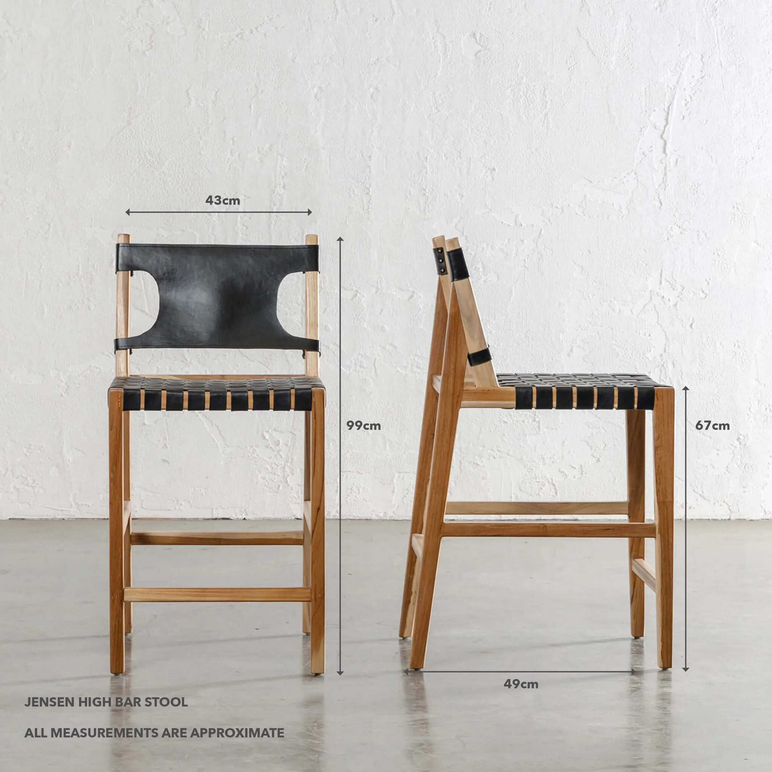 JENSEN LEATHER BAR CHAIR | BUNDLE + SAVE | HIGH + LOW | BLACK LEATHER HIDE - Image 4