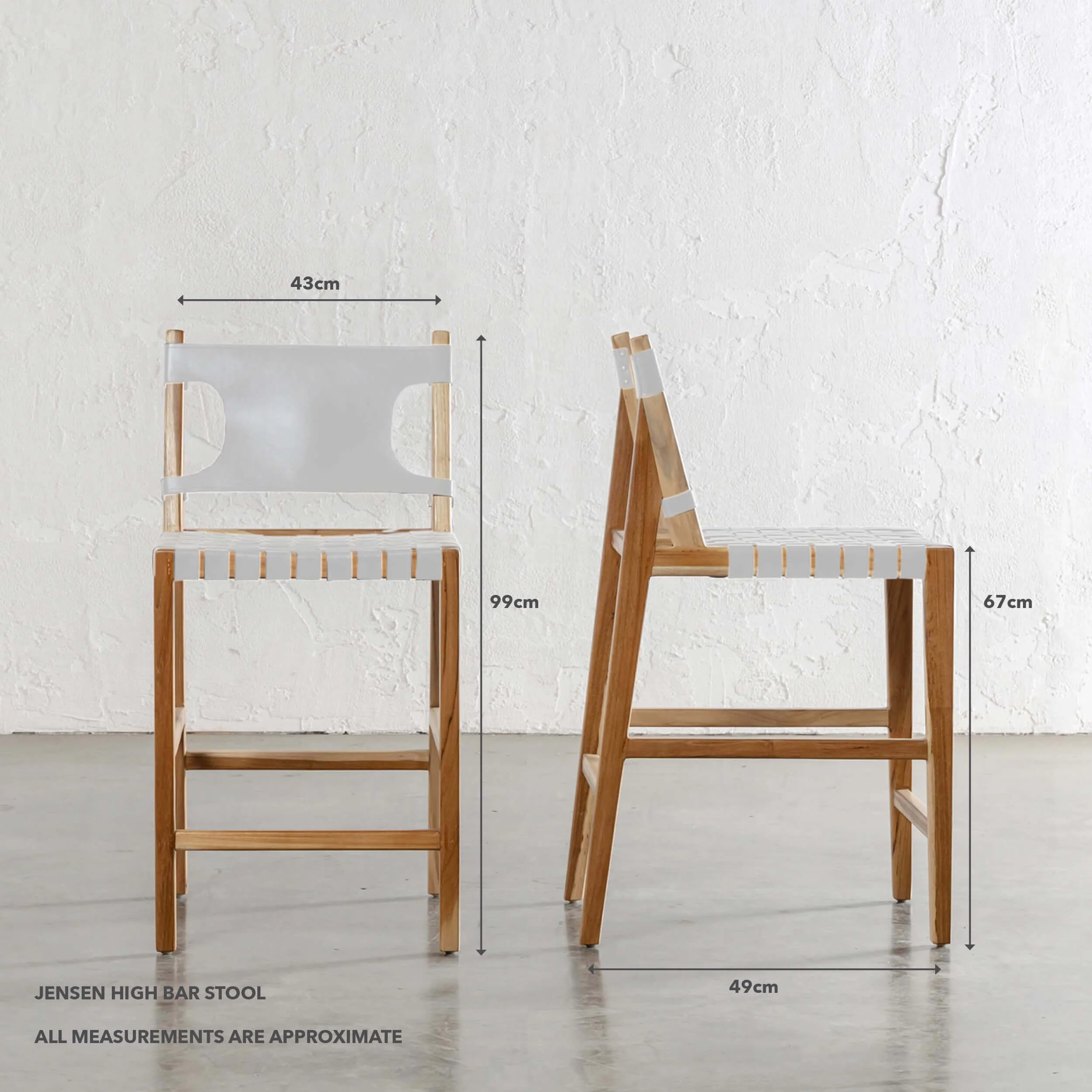 JENSEN LEATHER BAR CHAIR  |  HIGH + LOW  |  WHITE LEATHER HIDE - Image 5