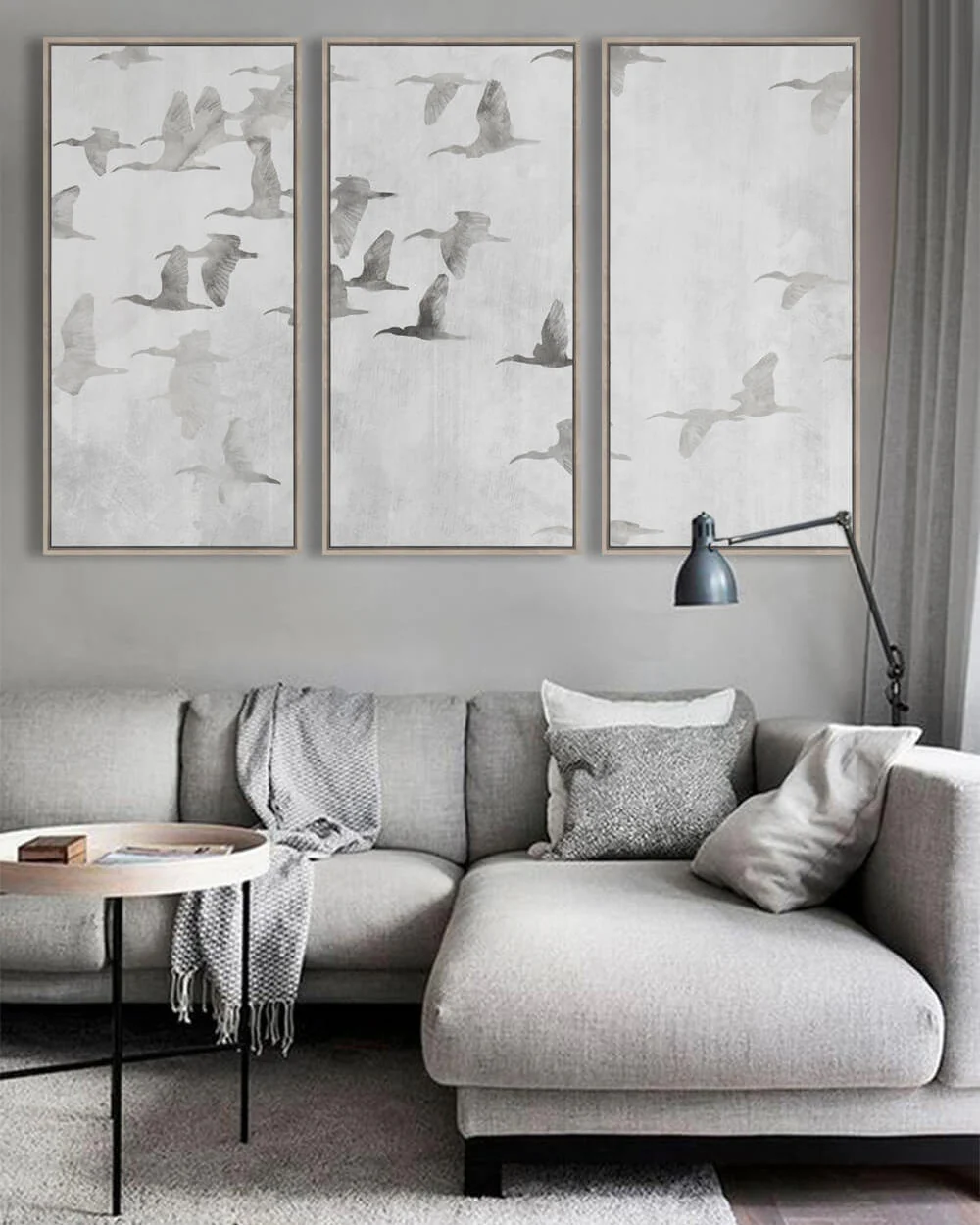 LBD EXCLUSIVE  |  BARRACA FRAMED CANVAS PRINT  |  SET OF 3  |  60 X 120CM  |  OFF WHITE + NATURAL  |  LIGHT NATURAL FRAME - Image 2