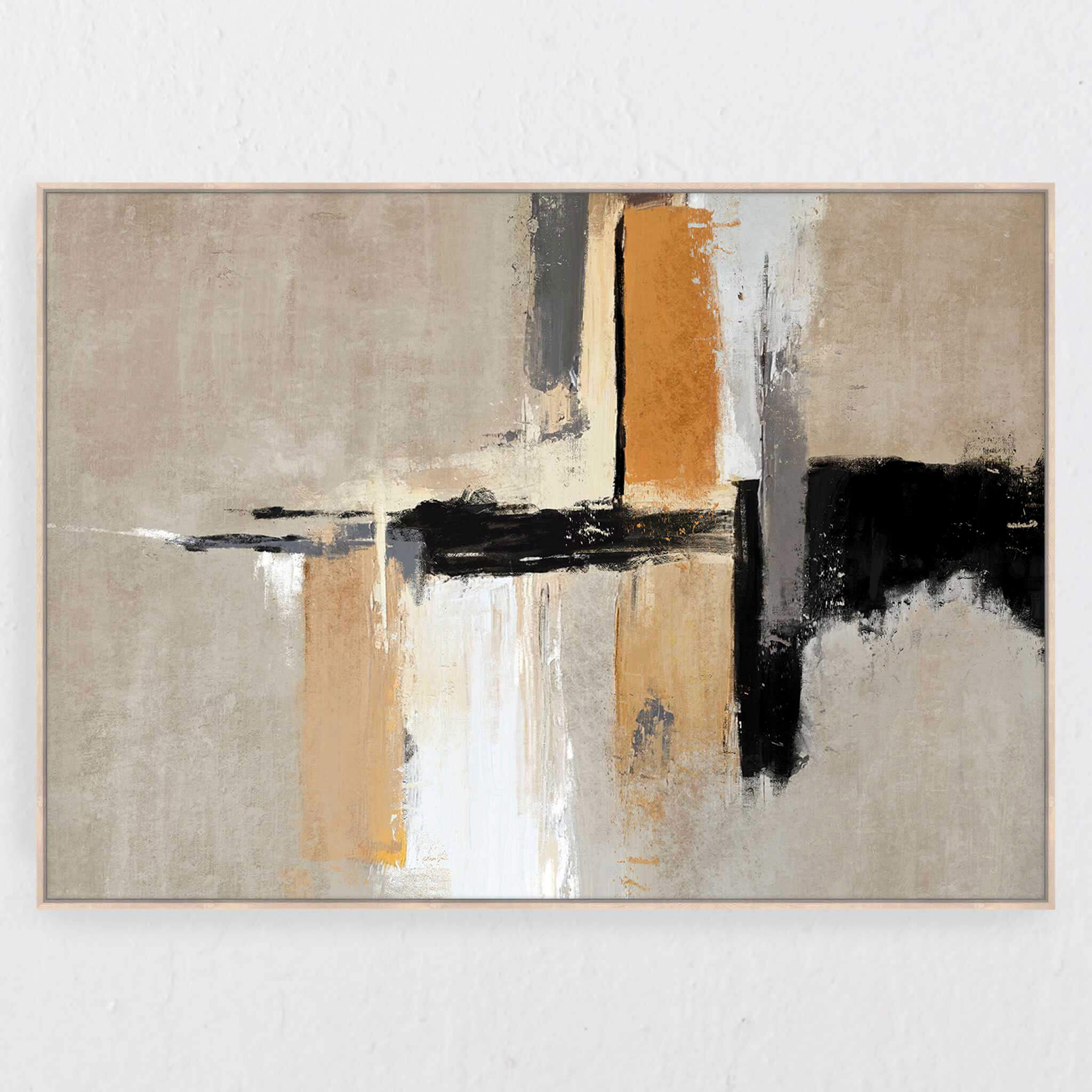 LBD EXCLUSIVE  |  VICENZA FRAMED CANVAS PRINT  |  100X140CM  |  RUST + BLACK + NATURAL BEIGE  |  LIGHT NATURAL FRAME